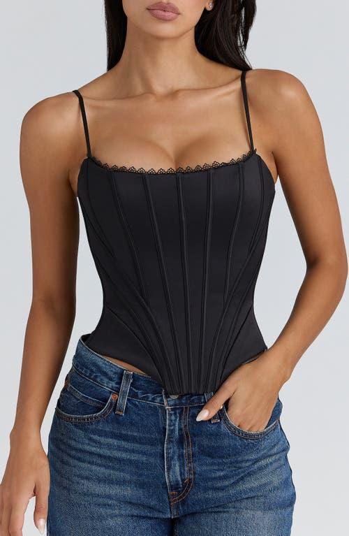House Of Cb Cadie Satin Corset Top in Black | Lyst