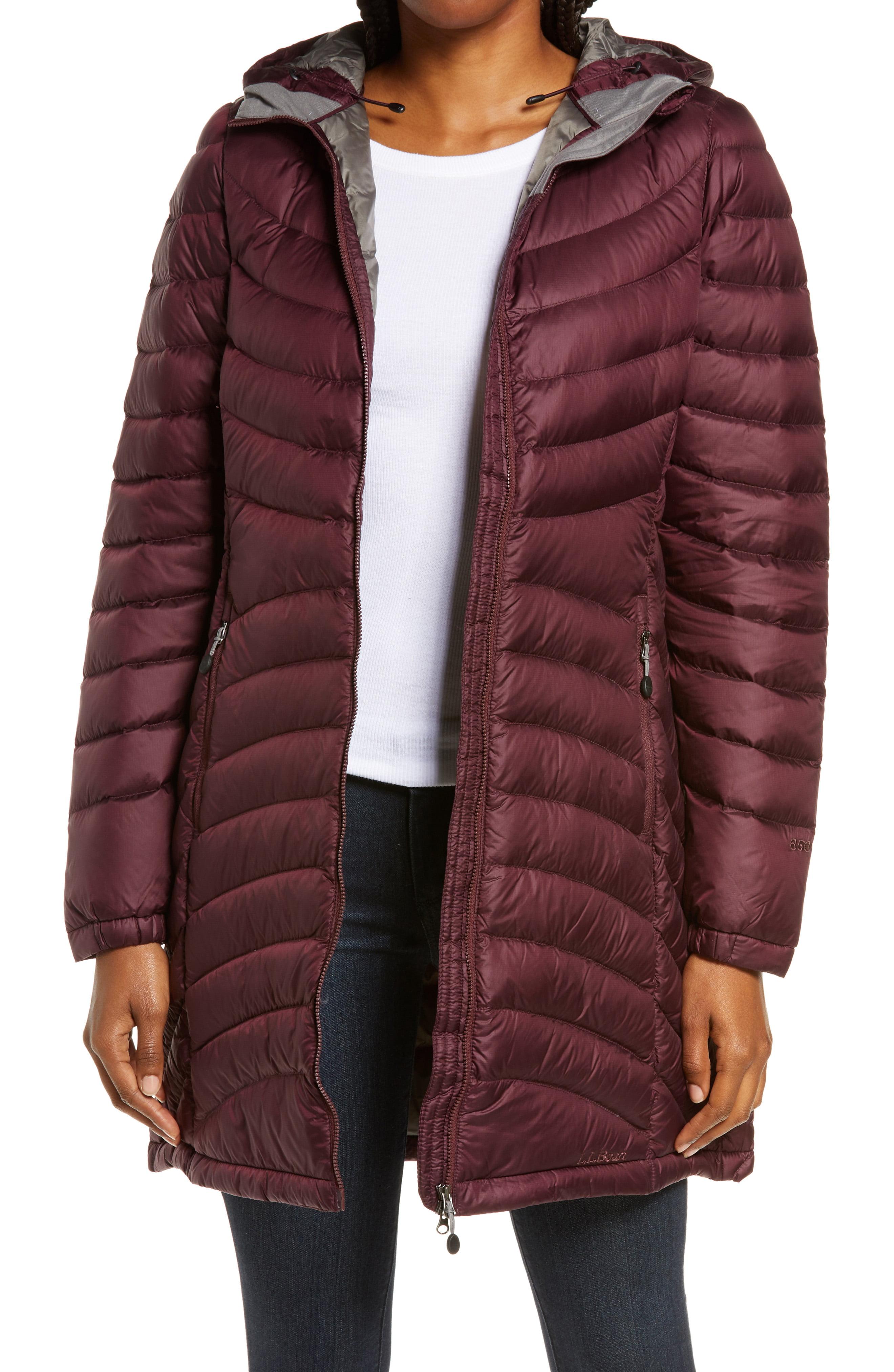 L.L. Bean Ultralight 850 Power Down Water Resistant Coat in Dark Plum ...