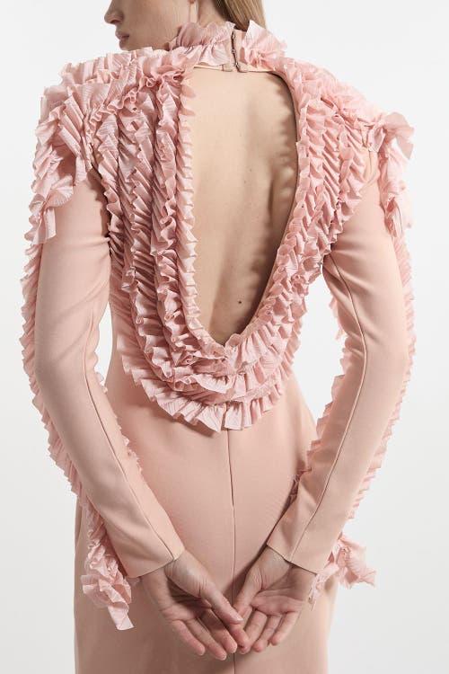open lace back dress Herve Leger Long Pink Bandage Dress