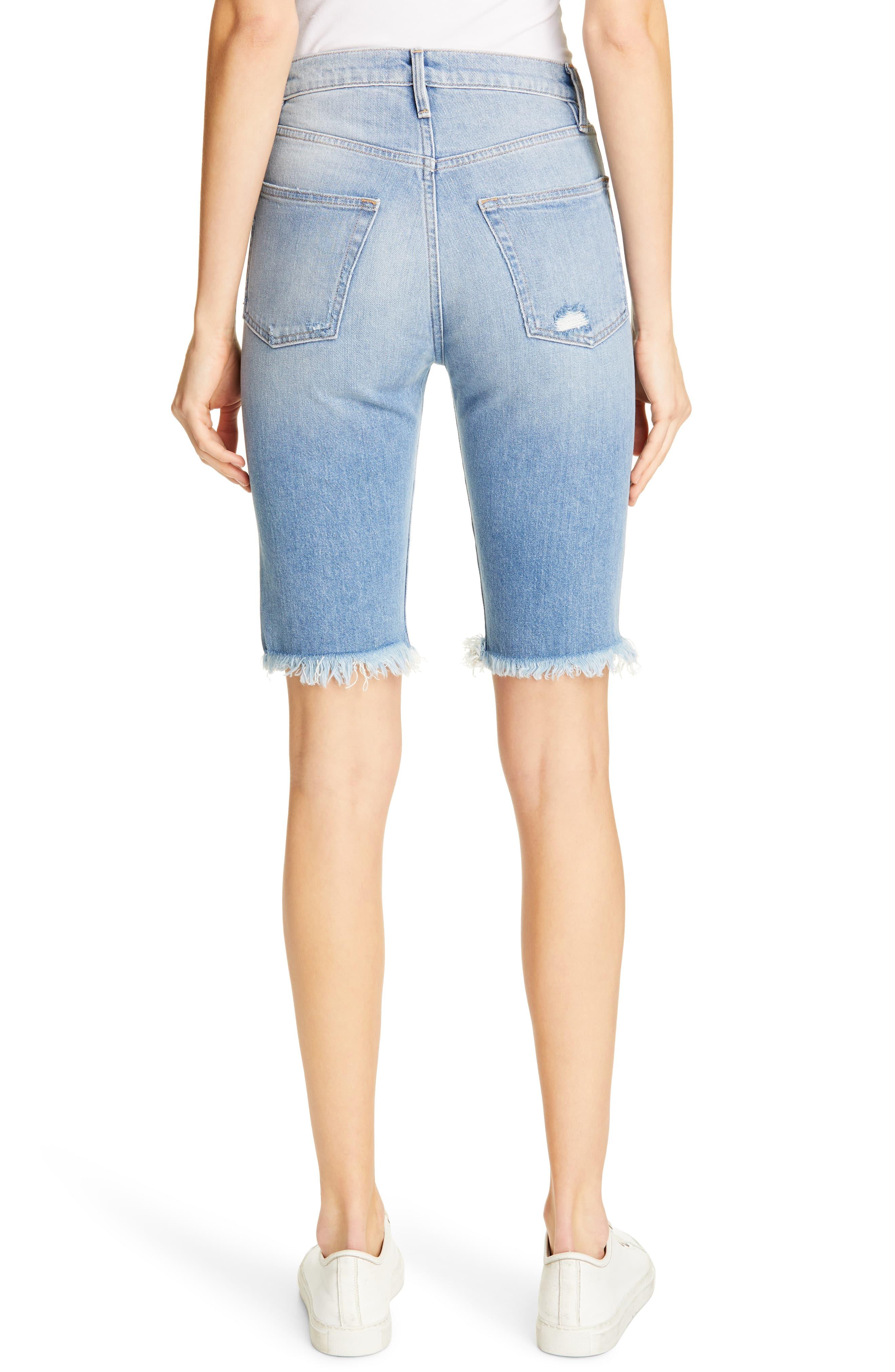 FRAME Le Vintage High Waist Cutoff Bermuda Shorts in Blue - Lyst