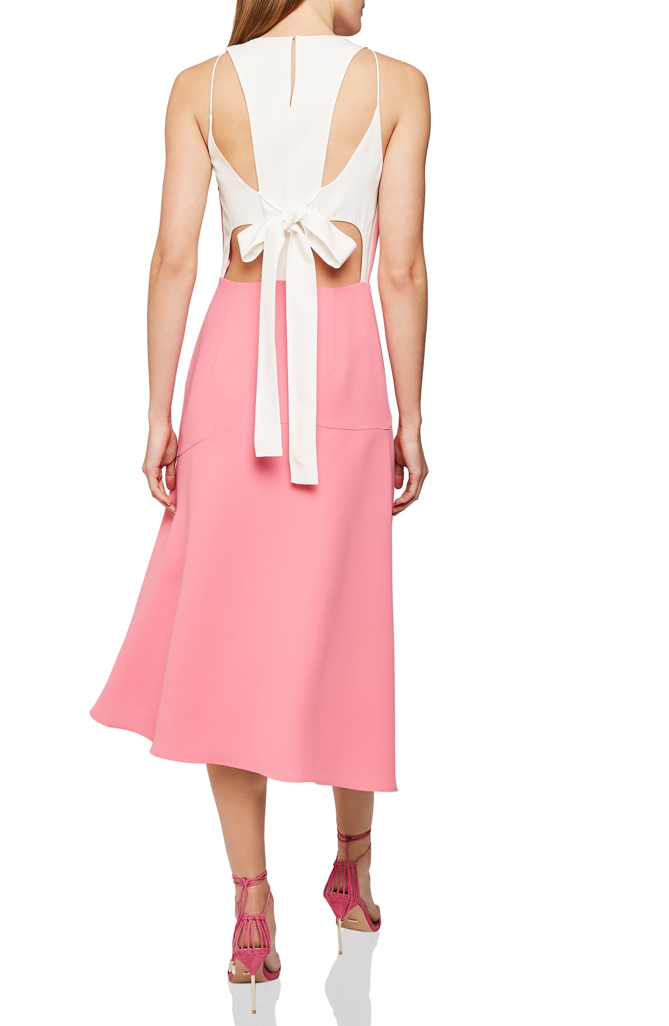 Reiss Synthetic Cheyenne Back - Cutout Midi Dress in Pink - Lyst