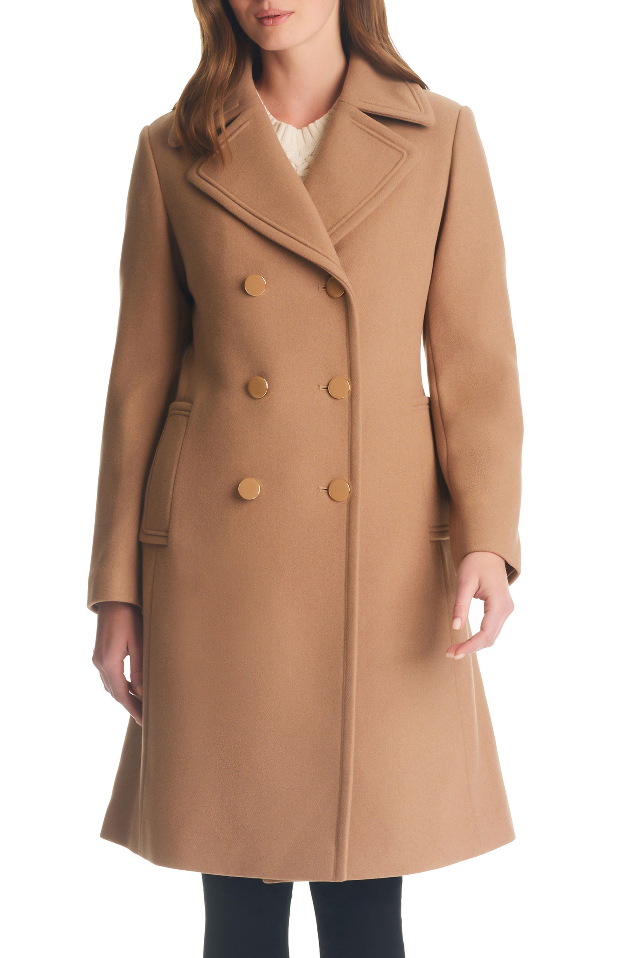 Kate Spade Double Breasted Wool Blend Coat in Brown Lyst