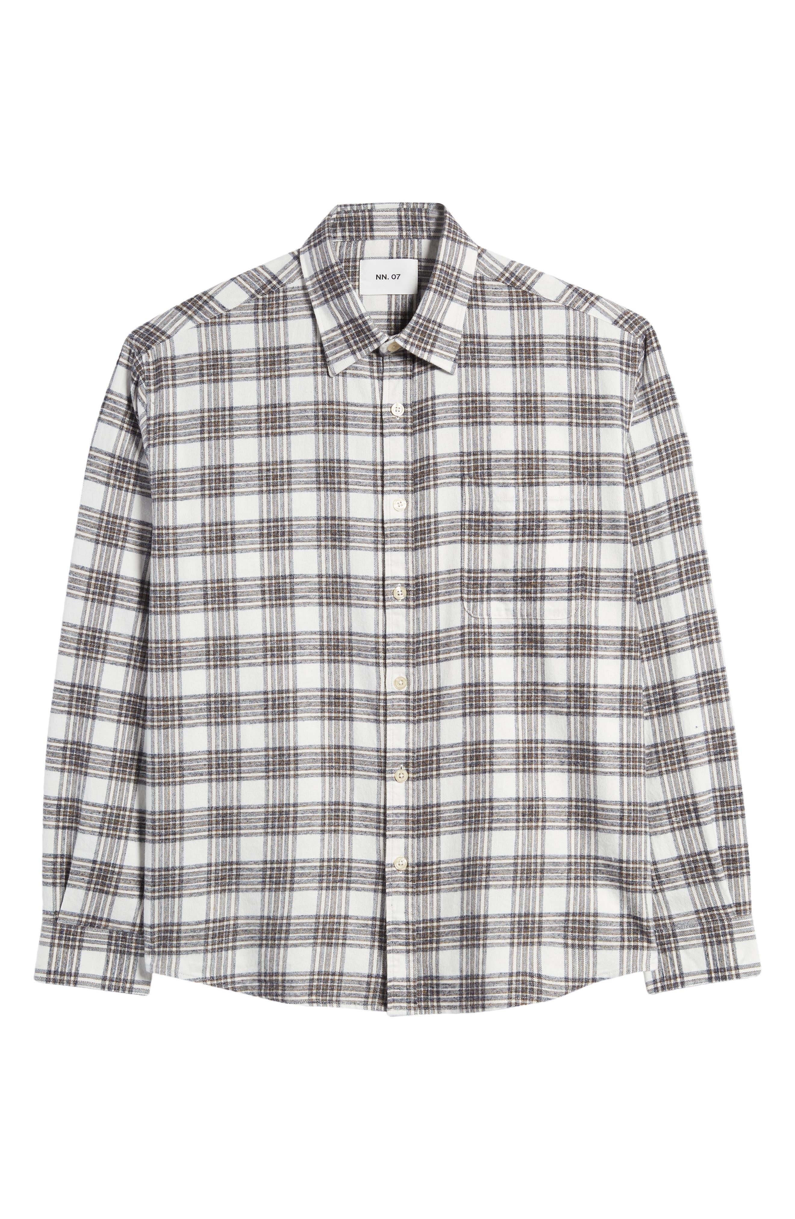 NN07 Deon 5465 Plaid Organic Cotton Flannel Buttonup Shirt in Gray for