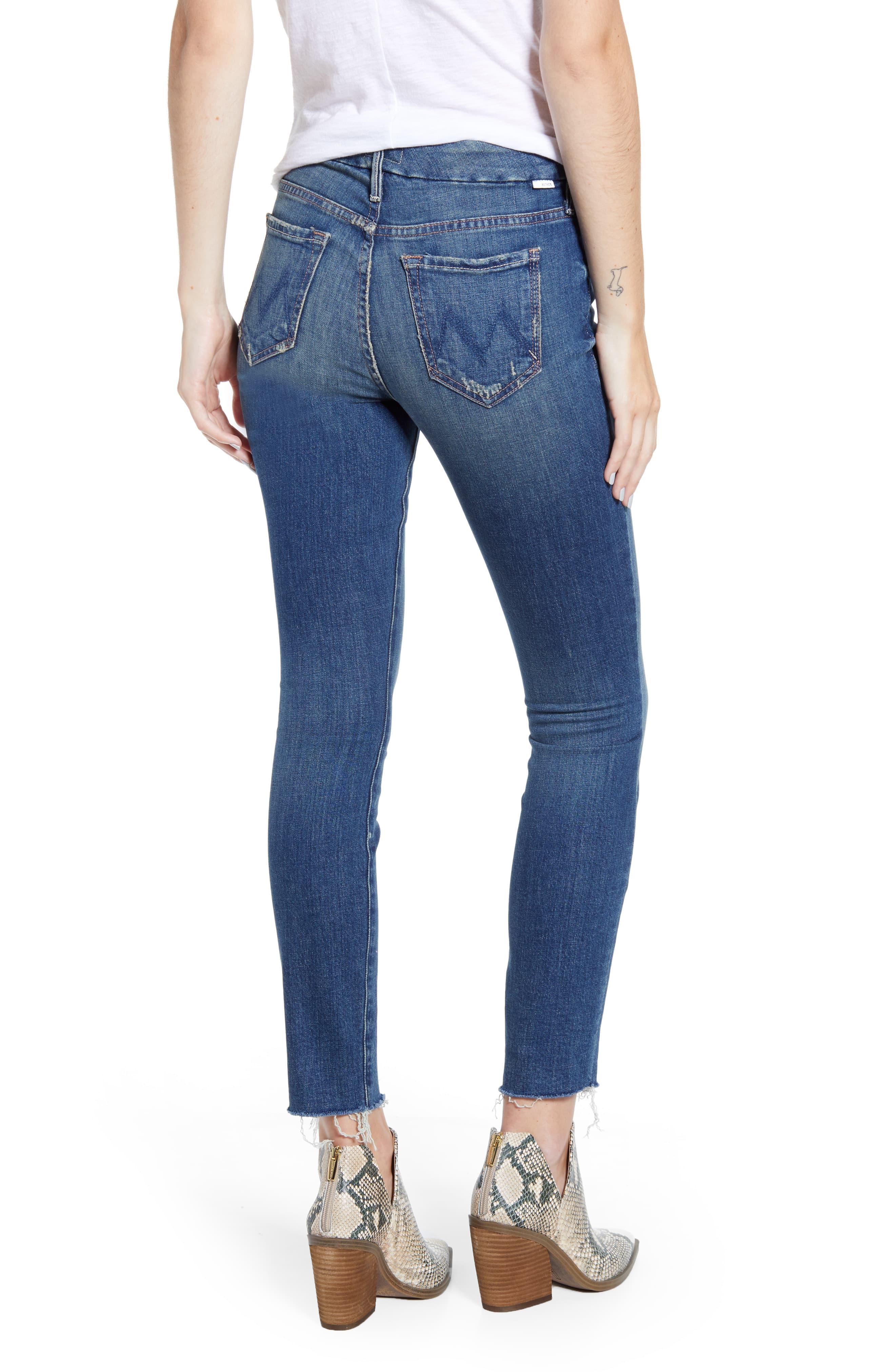 Mother Denim The Looker High Waist Fray Ankle Skinny Jeans in Blue - Lyst