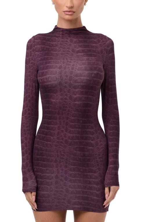 naked wardrobe purple dress Naked Wardrobe Women's Long Sleeve Mock Neck Minidress - Purple