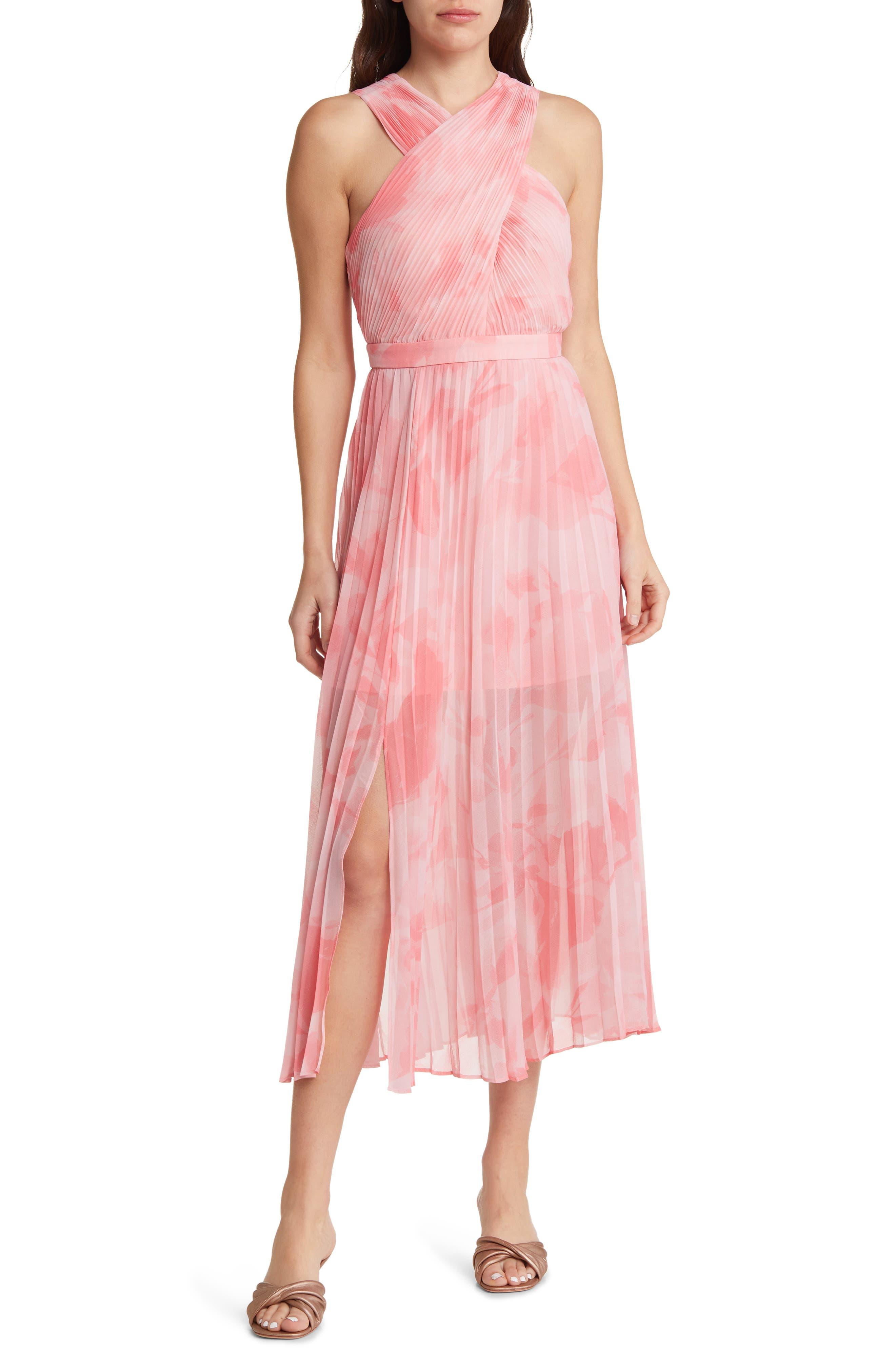 Ted Baker Mirelia Floral Print Pleated Crossover Dress in Pink Lyst
