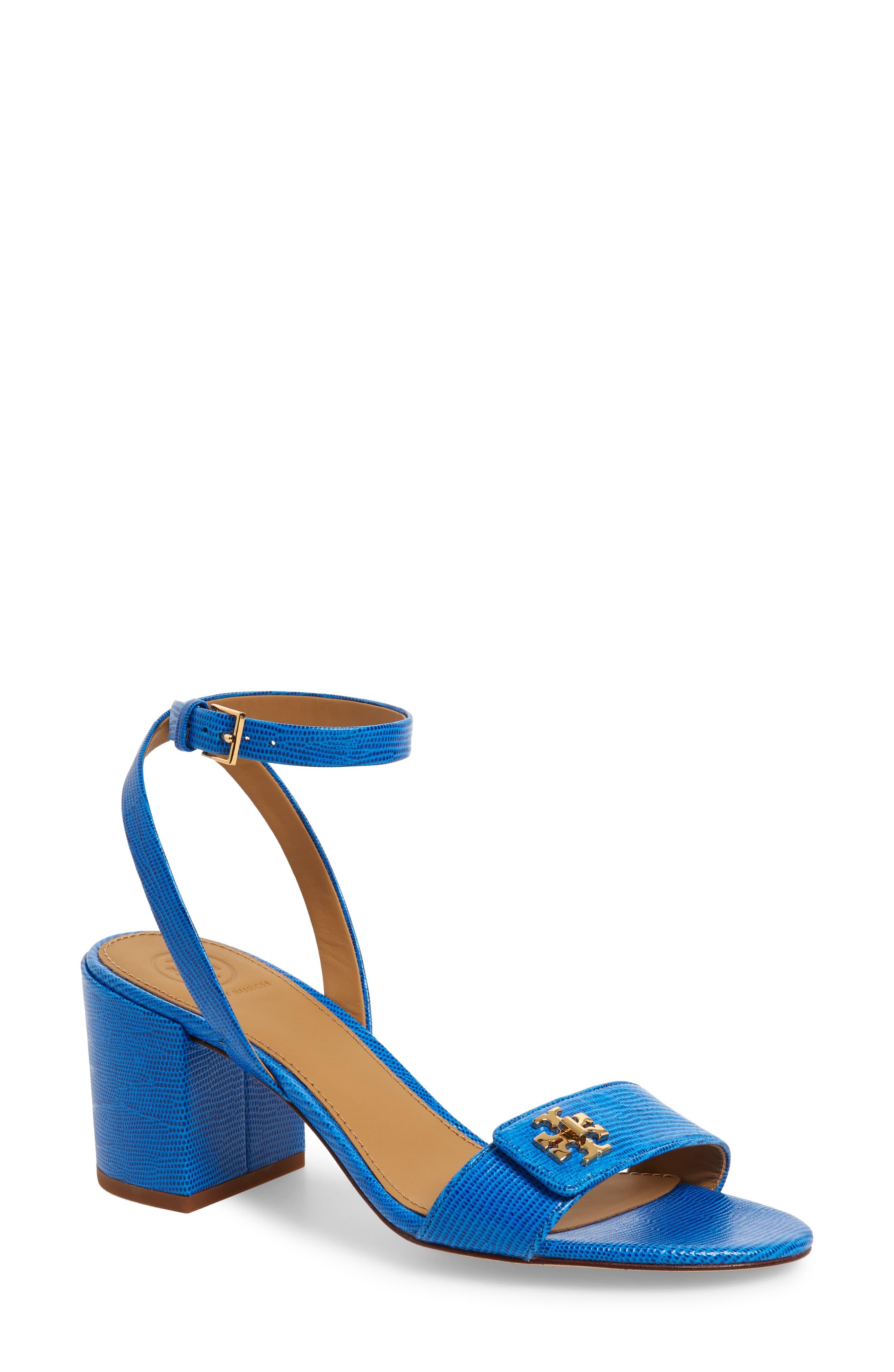 bright blue block heels