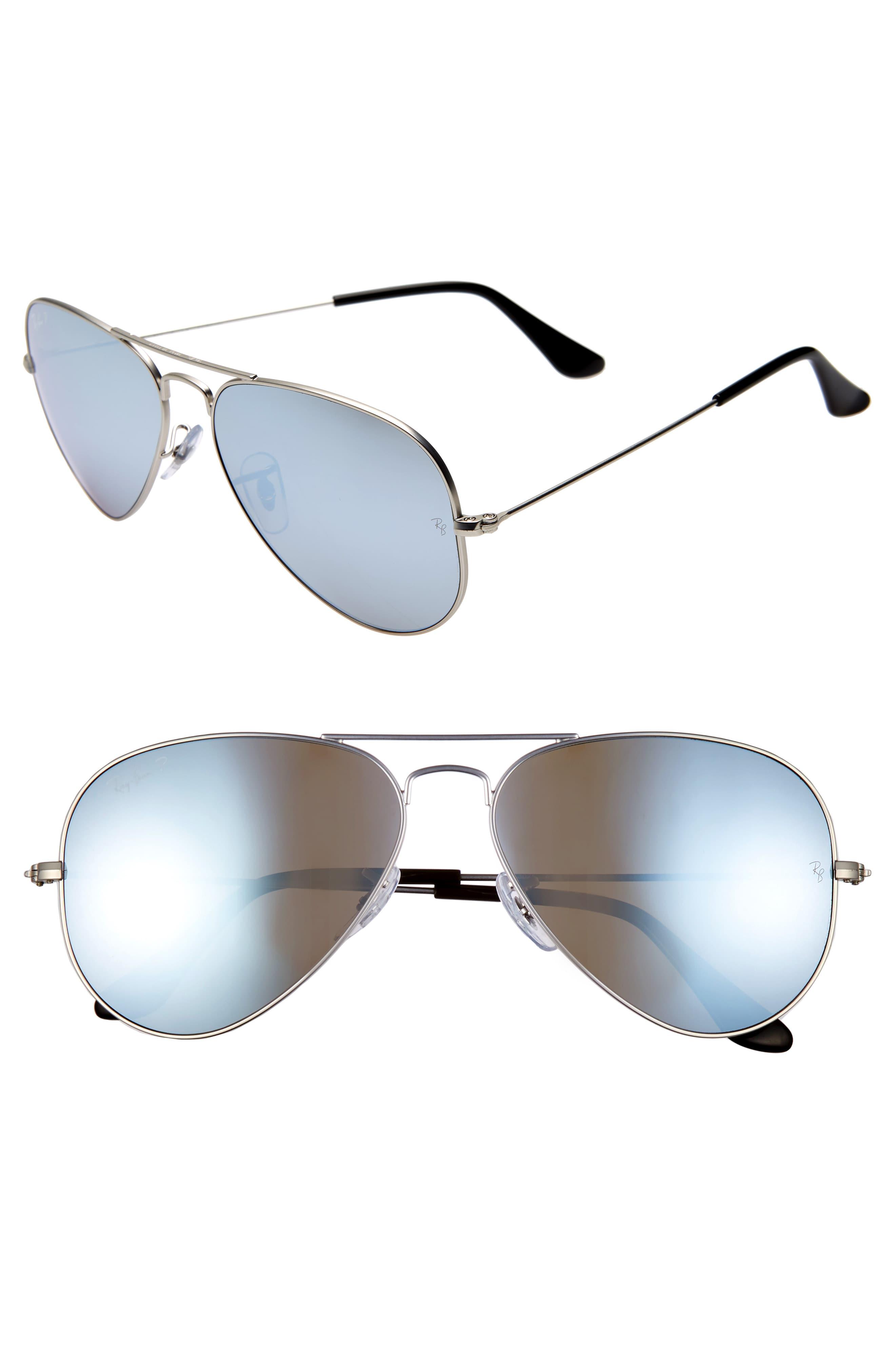 Ray-Ban Standard Icons 58mm Mirrored Polarized Aviator Sunglasses in