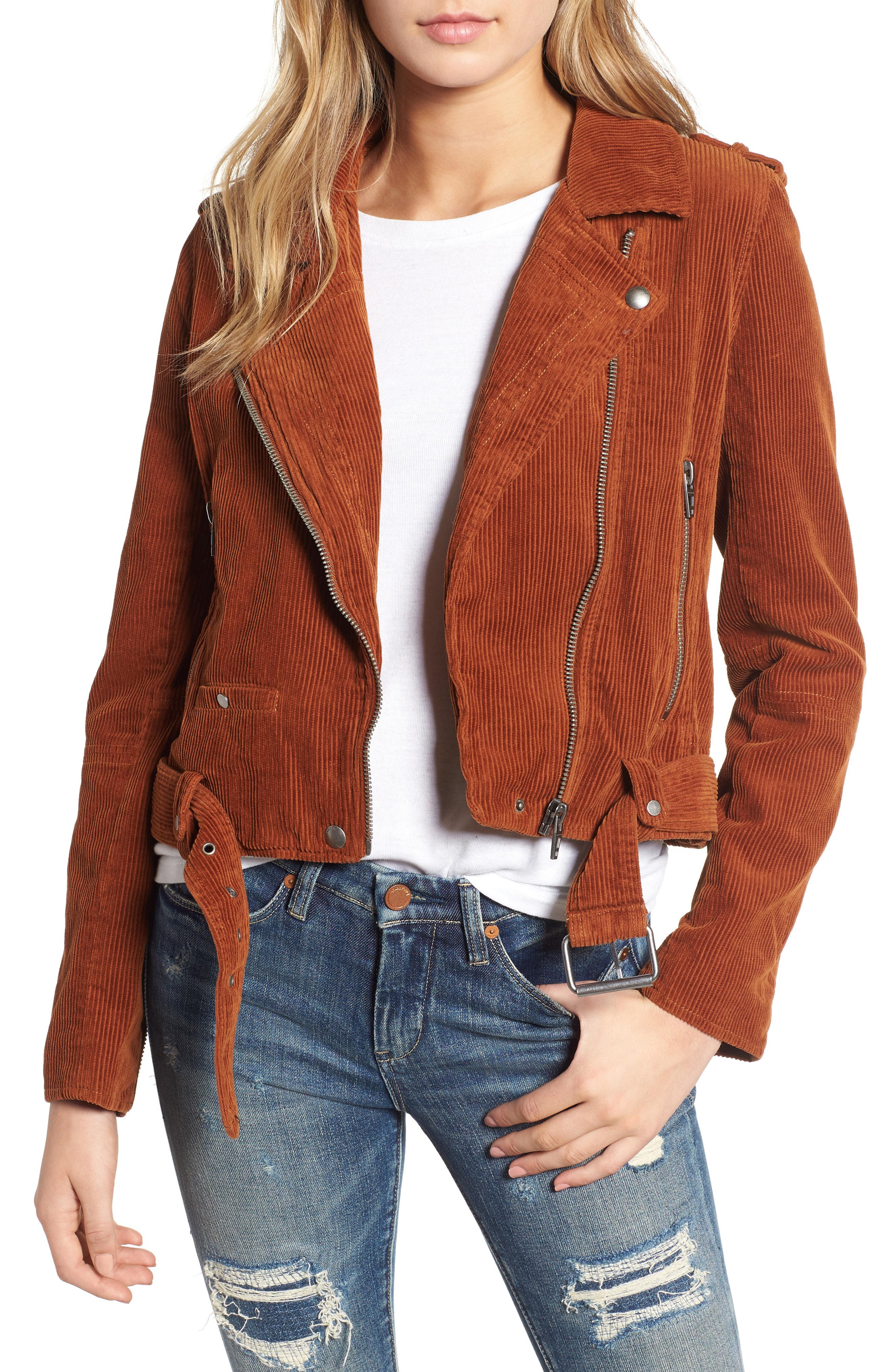 Blank NYC Corduroy  Moto Jacket  in Brown Lyst