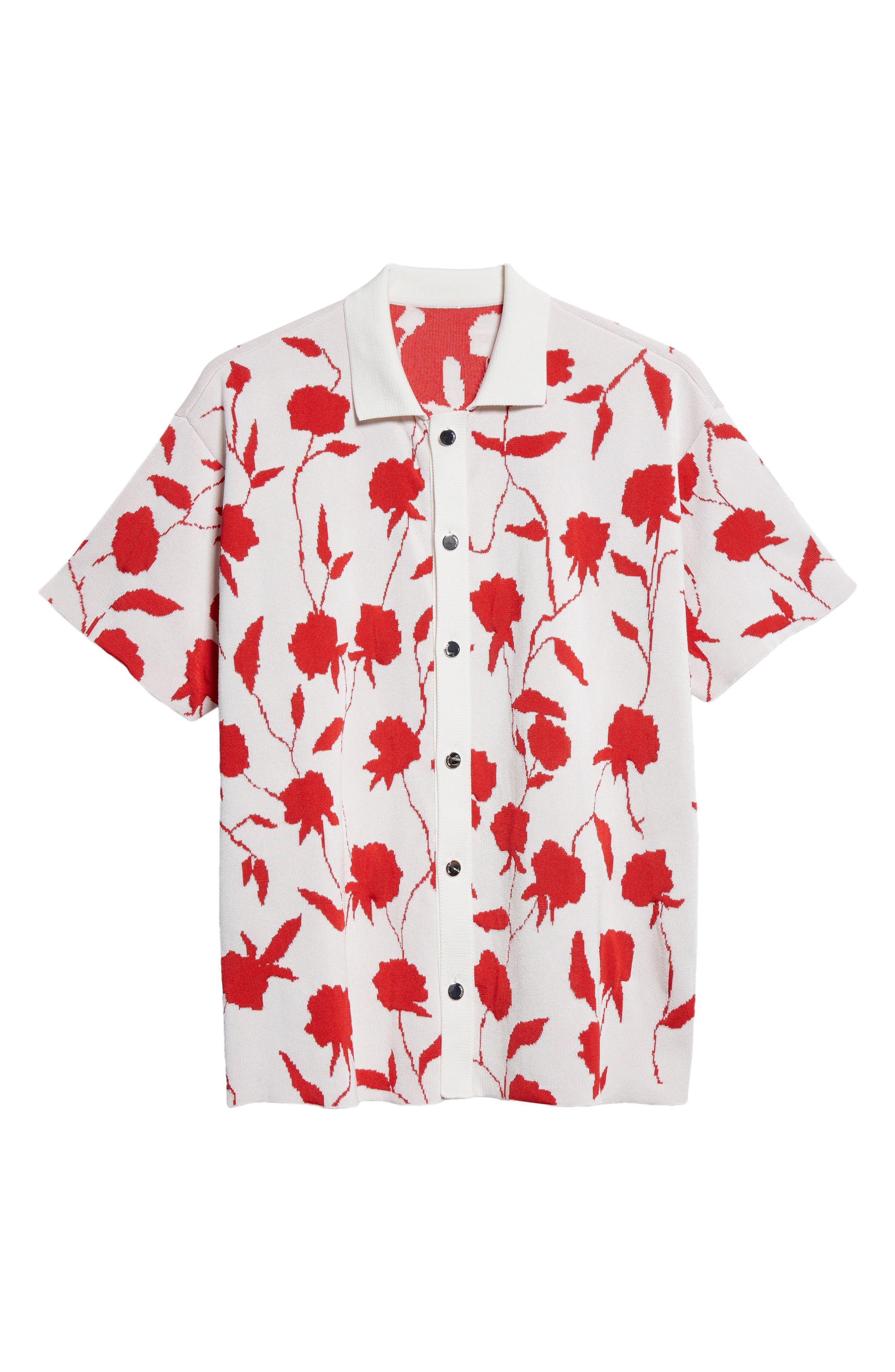 Jacquemus La Chemise Maille Rosa Short Sleeve Button-up Jacquard Knit Shirt  in Red for Men | Lyst