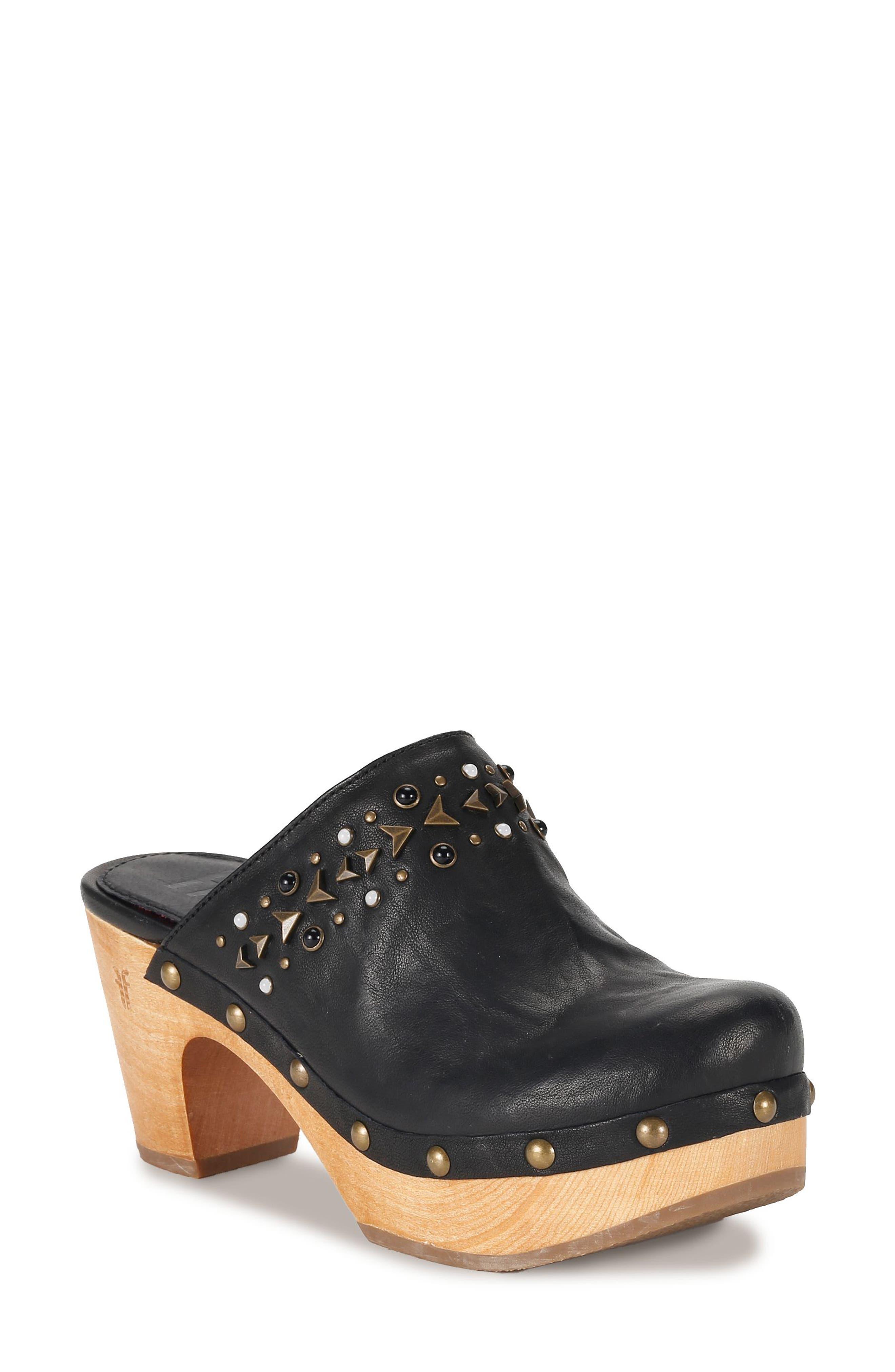 black platform clogs