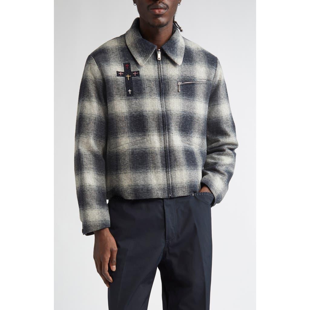 Second Layer Oracle Plaid Virgin Wool Jacket in Black for Men | Lyst
