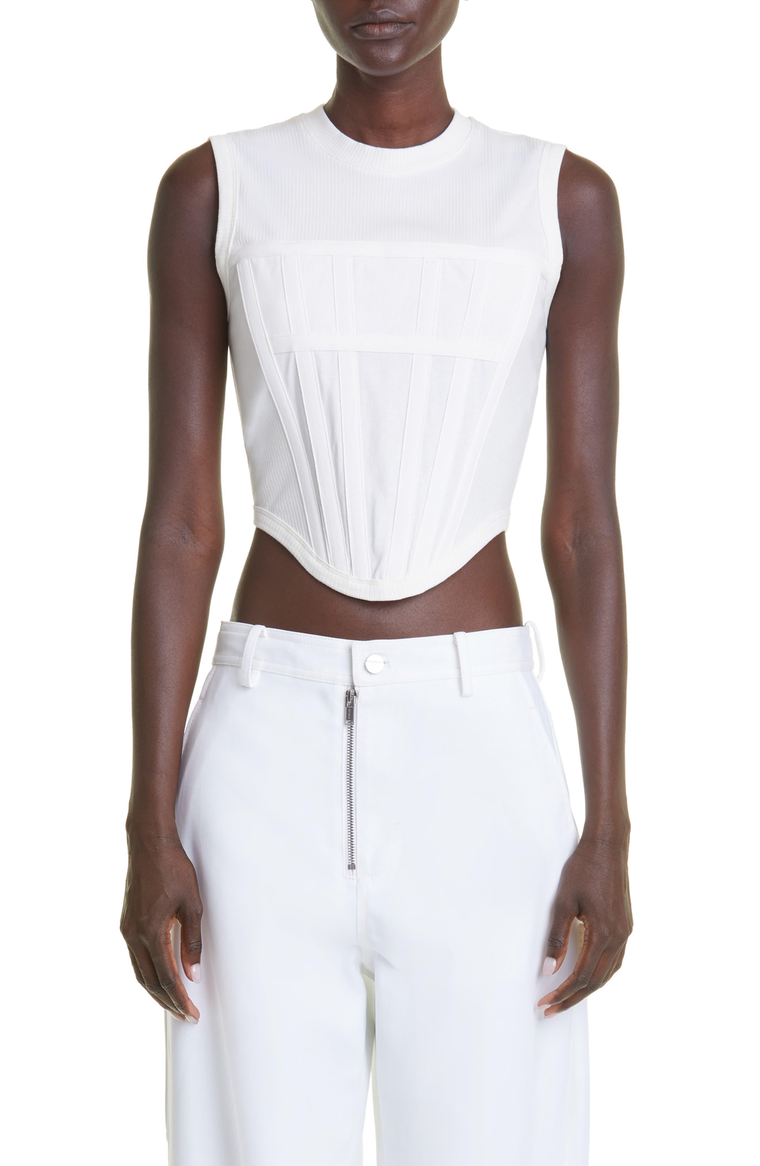 Dion Lee Gender Inclusive Rib Jersey Corset Tank in White Lyst