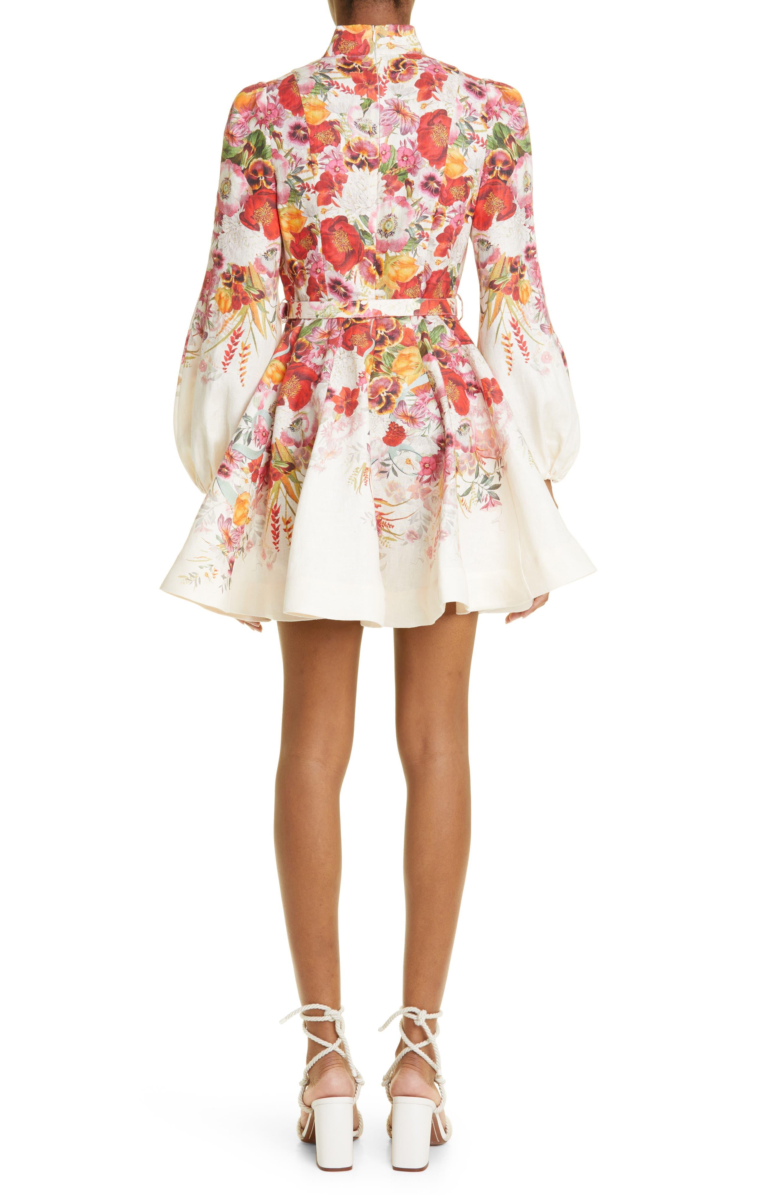 Zimmermann Wonderland Floral Long Sleeve Linen Dress | Lyst