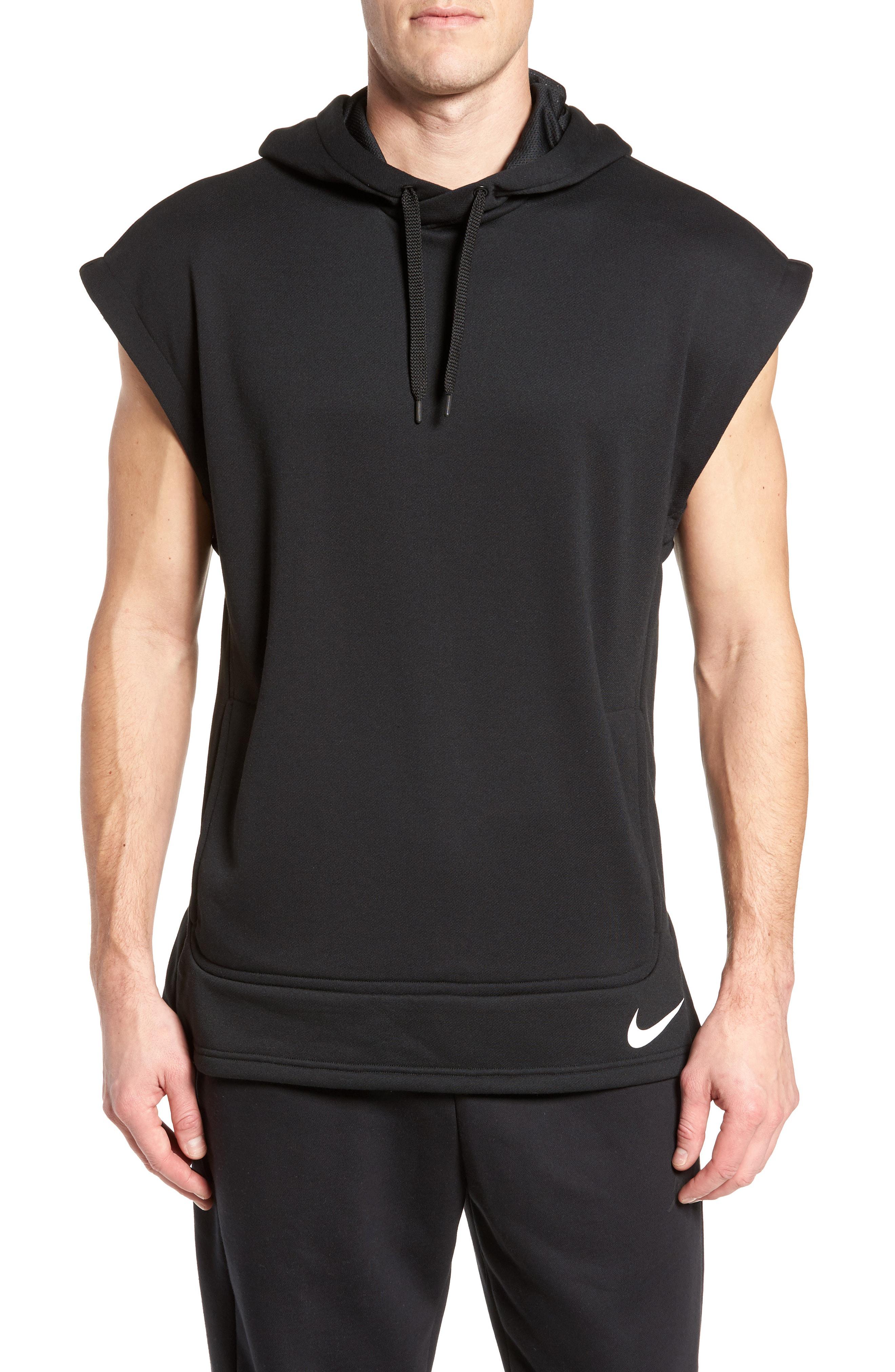 Nike Synthetic Dry Sleeveless Hoodie in Black for Men - Lyst