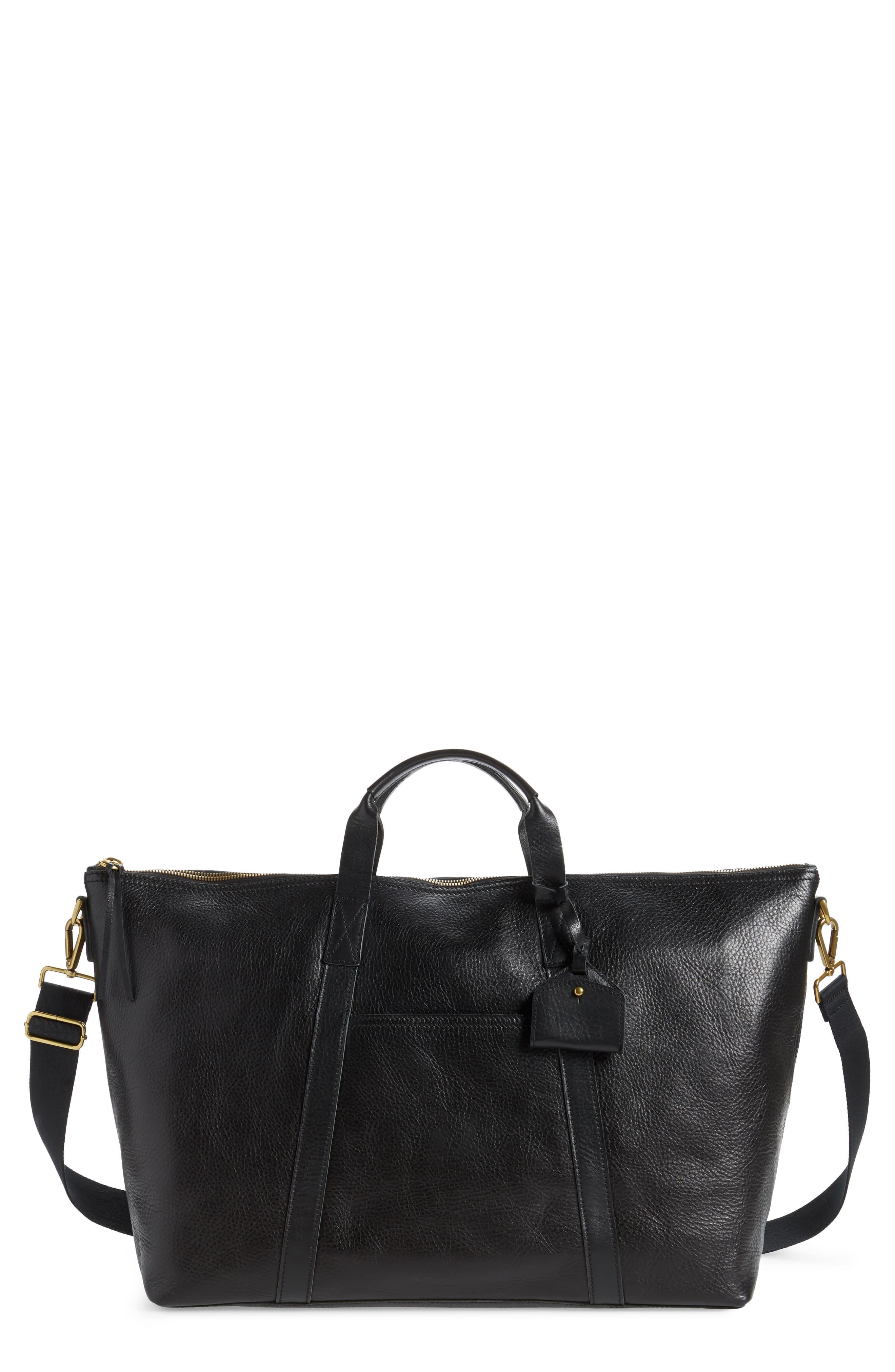 the essential overnight bag in leather madewell