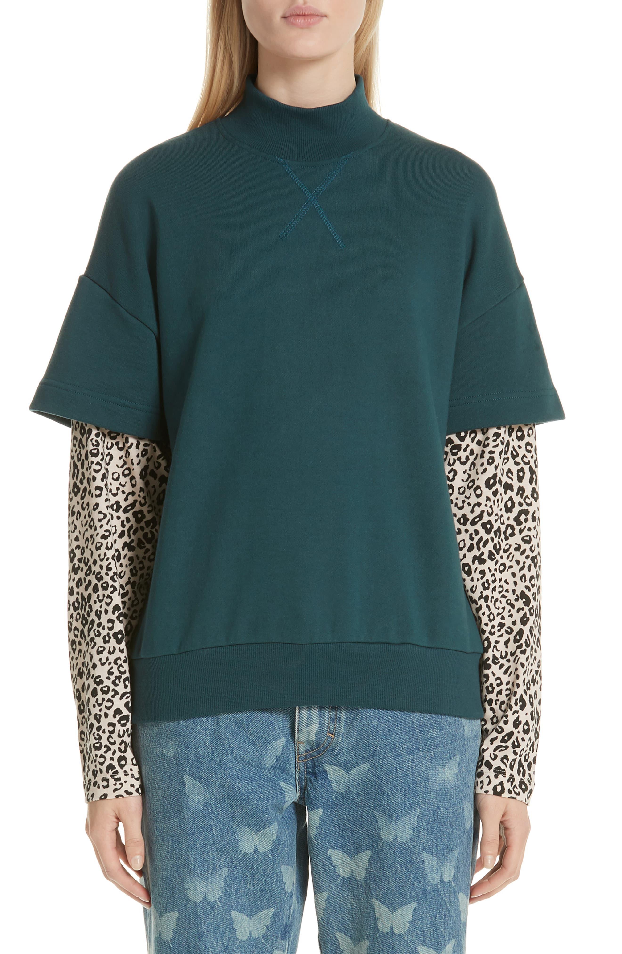 Download Sandy Liang Cotton Layered Leopard Print In Green Lyst