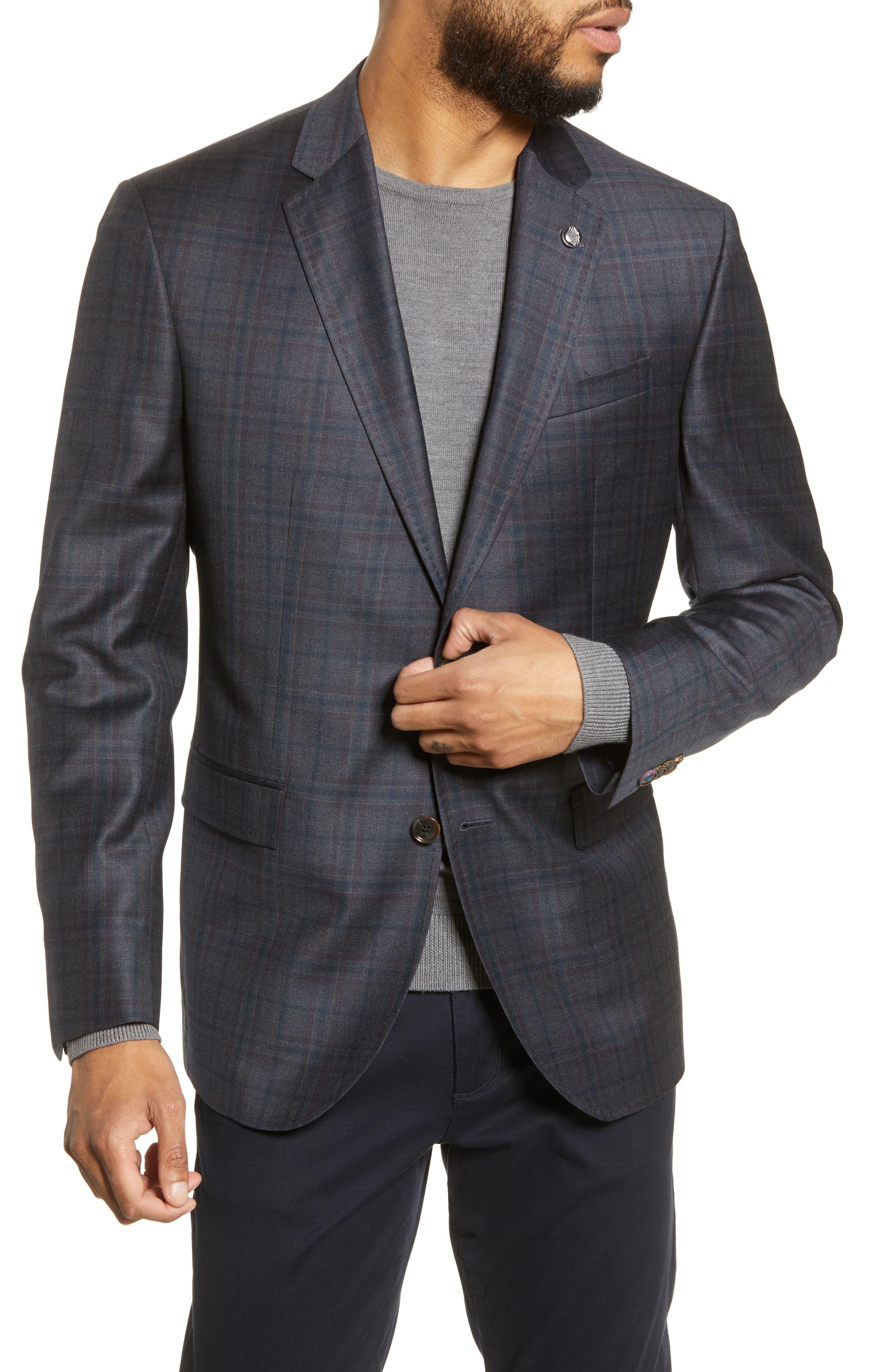 Ted Baker Jay Trim Fit Plaid Wool Sport Coat in Grey (Gray) for Men - Lyst