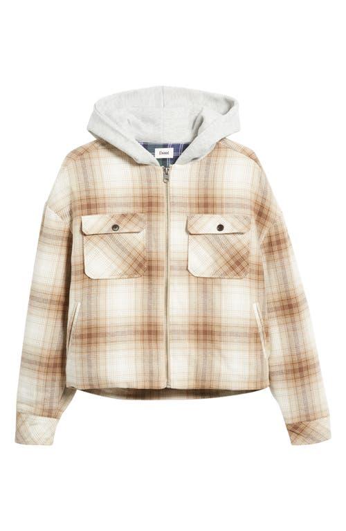 Elwood Oversize Plaid Flannel Hooded Zip Jacket in Natural for Men