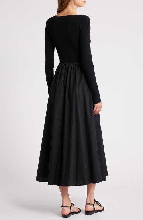 Moon River Sweetheart Neck Long Sleeves Mixed Media Dress in Black | Lyst