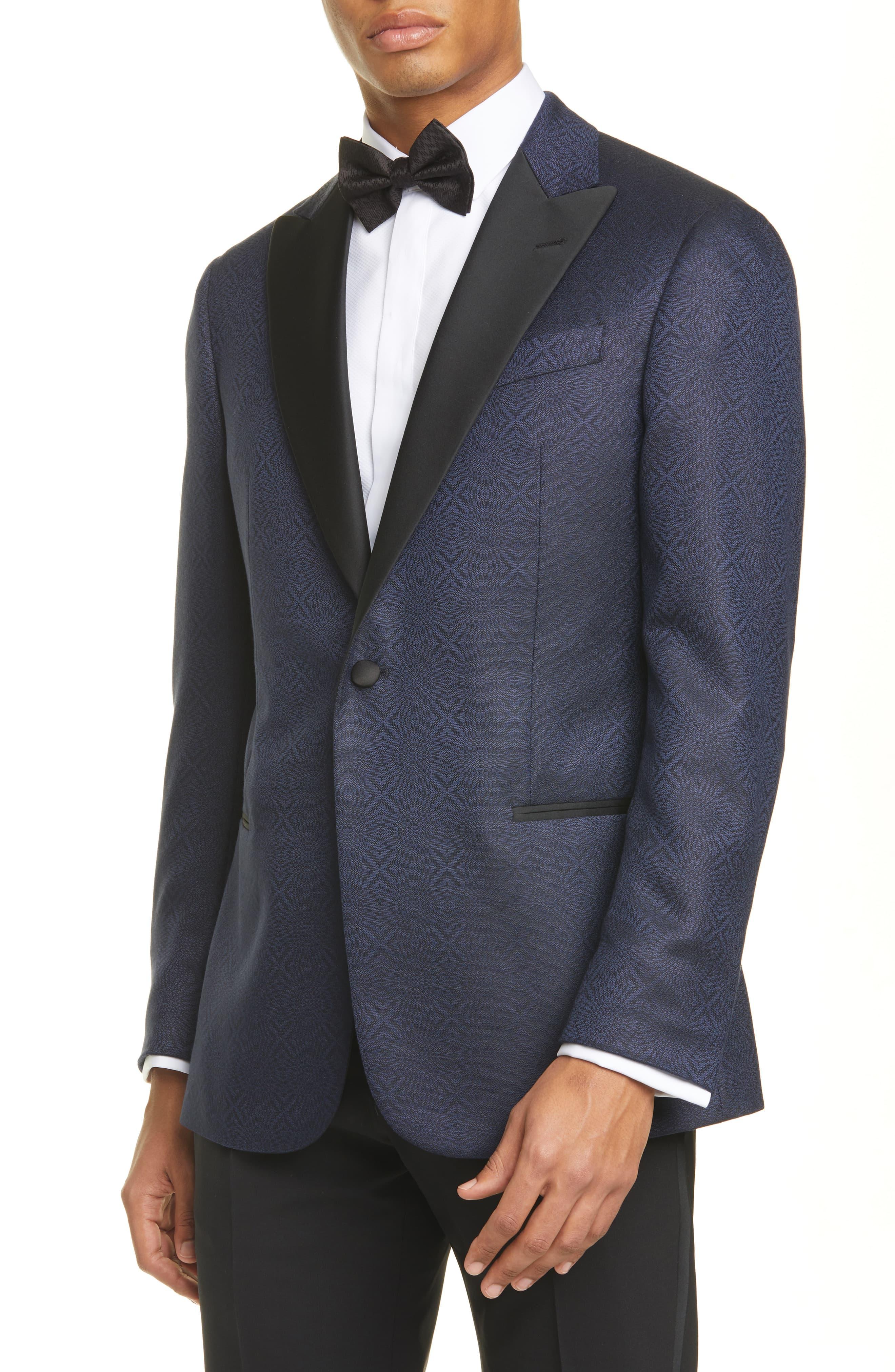 Emporio Armani G Line Trim Fit Geometric Wool & Silk Dinner Jacket in ...