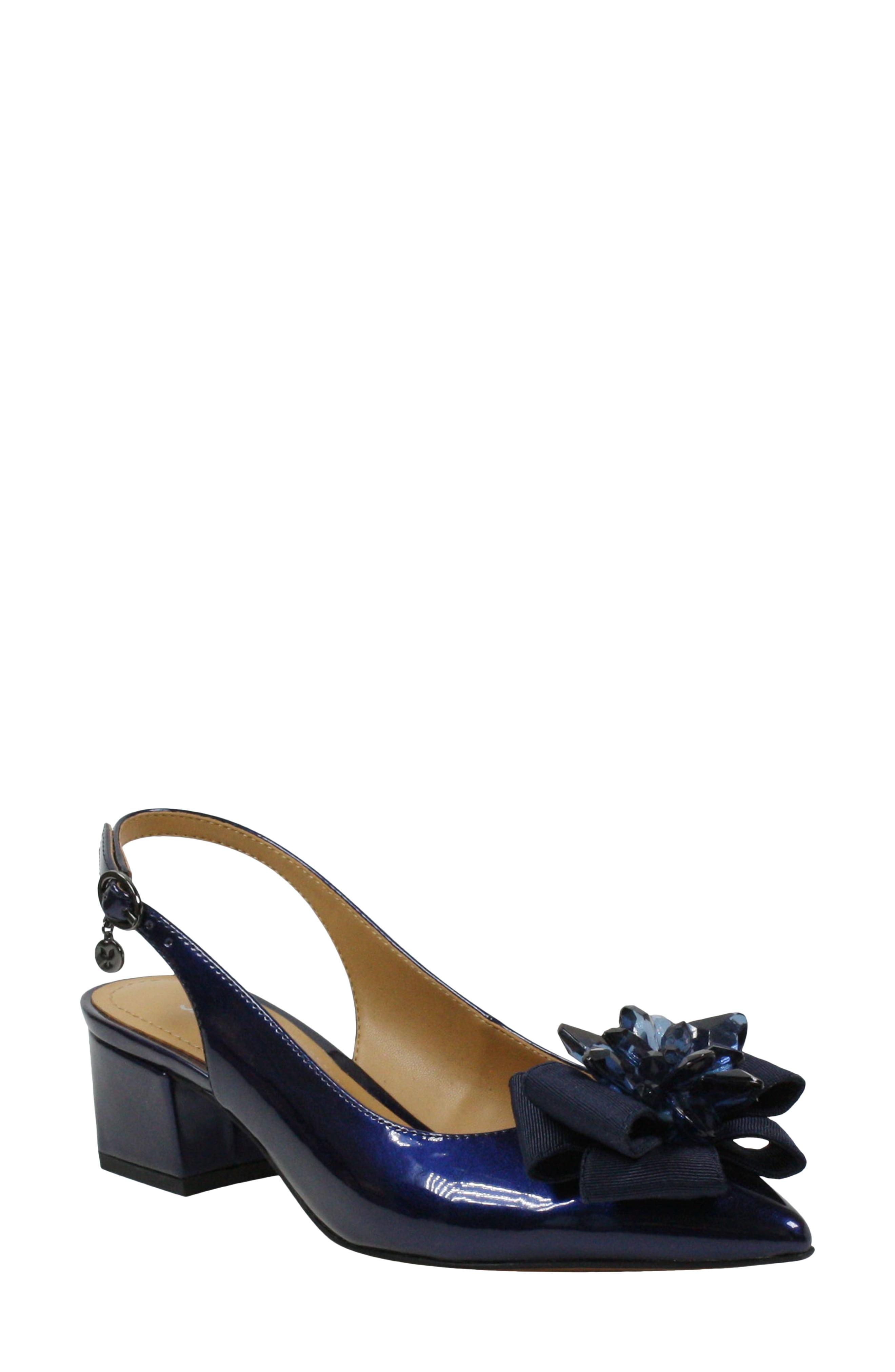 J. ReneÃ© Faaye Pointed Toe Slingback Pump in Navy Crystal Patent (Blue) - Lyst