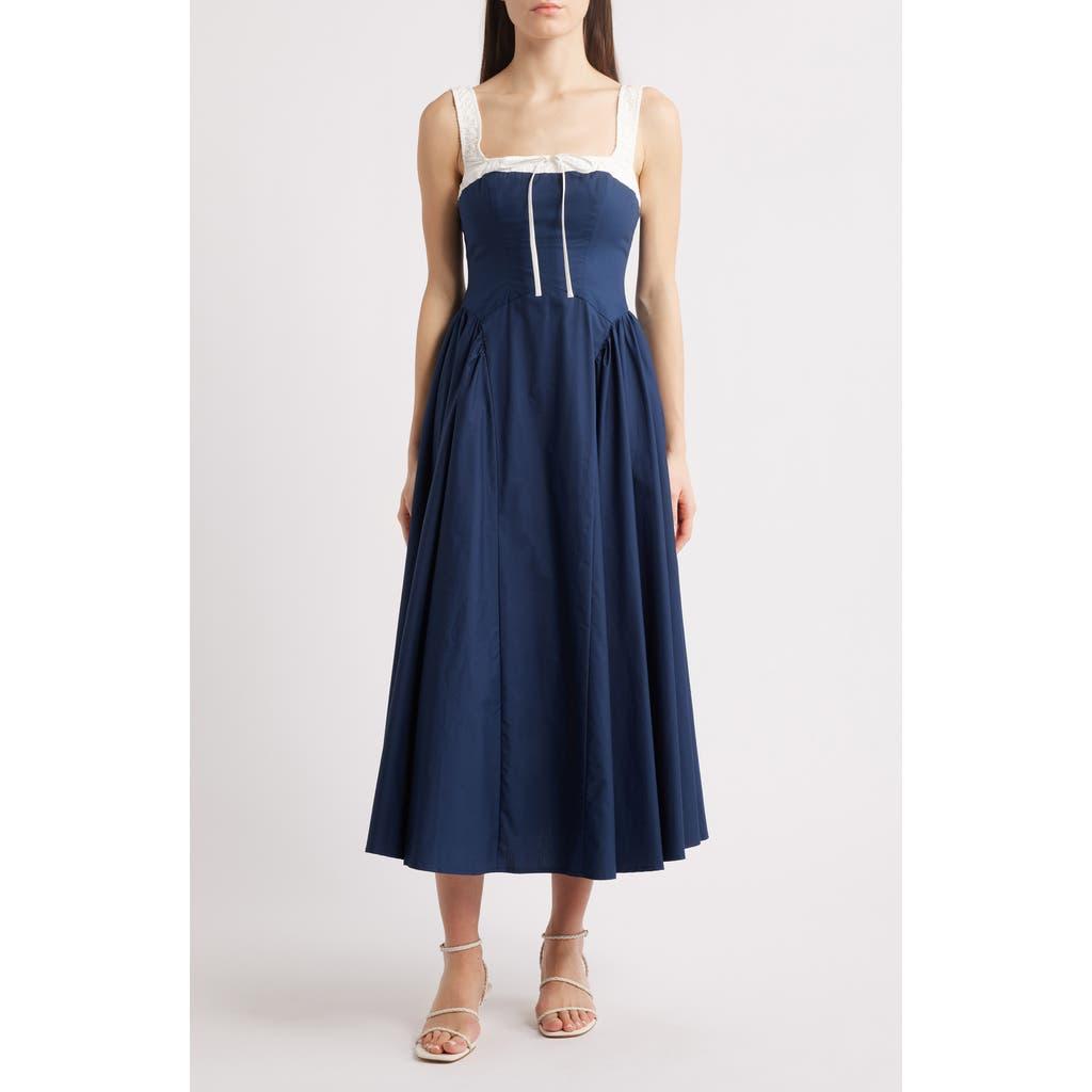 moon river shirred cotton poplin midi dress Moon River Shirred Midi Dress in Green