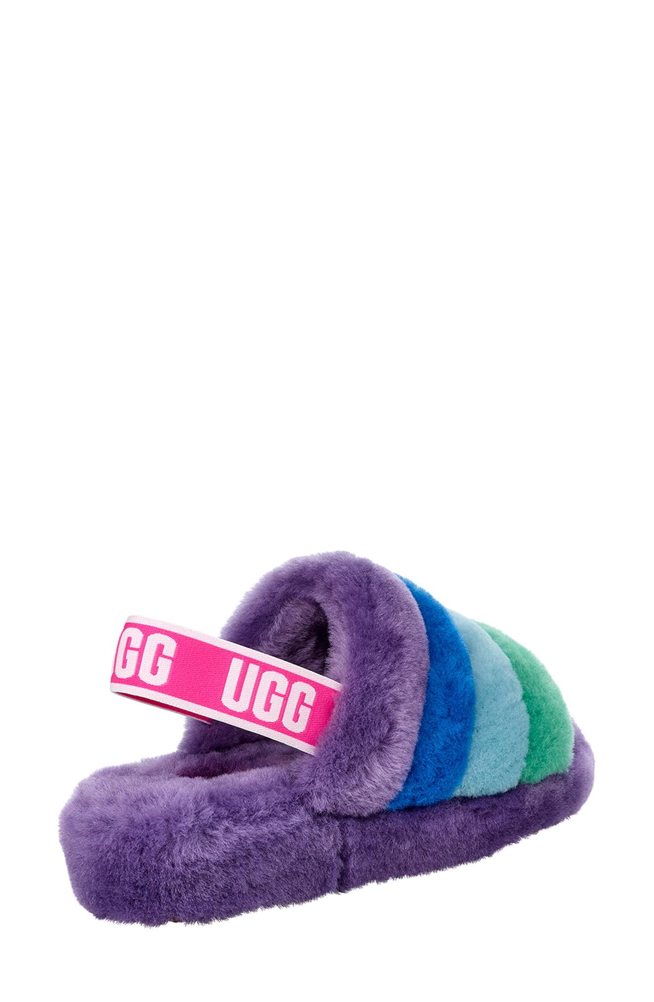 rainbow fluffy ugg slippers