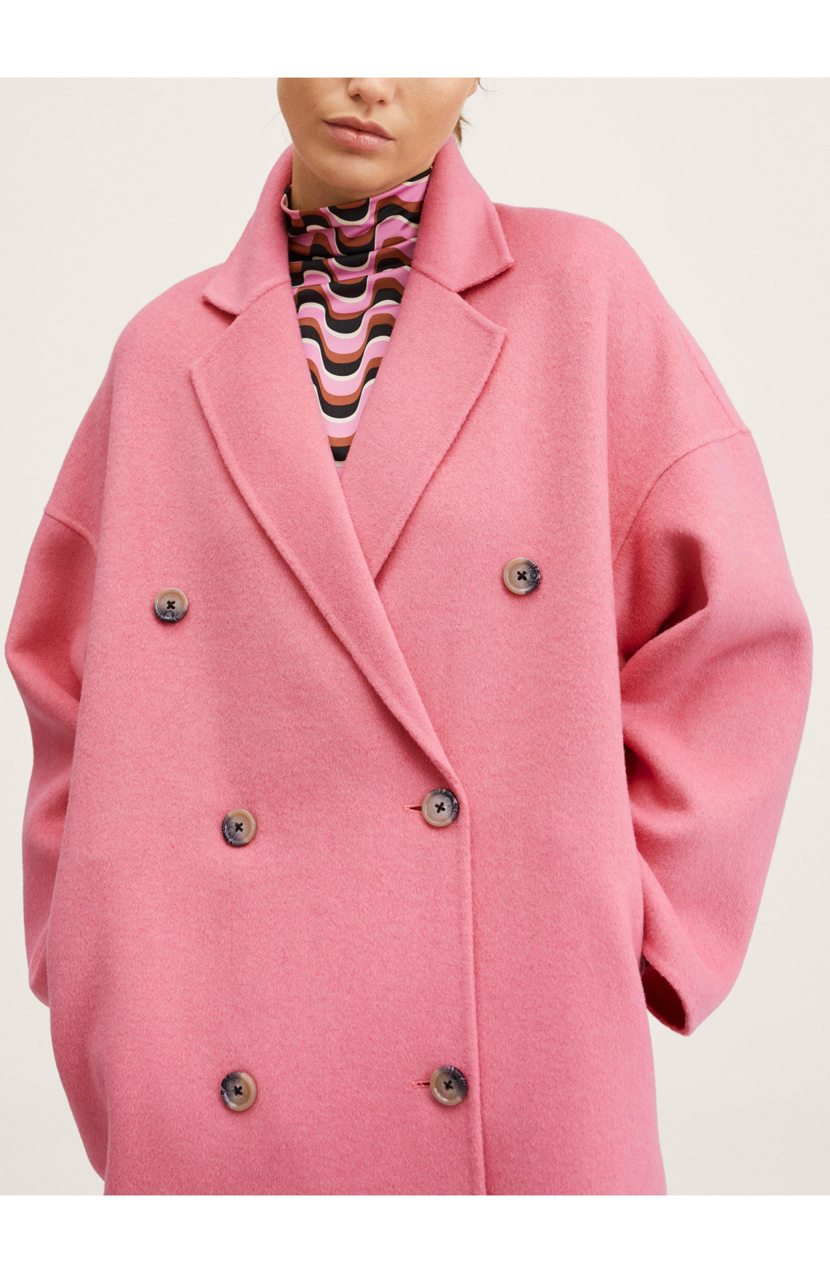 Mango Wool Blend Coat in Pink | Lyst