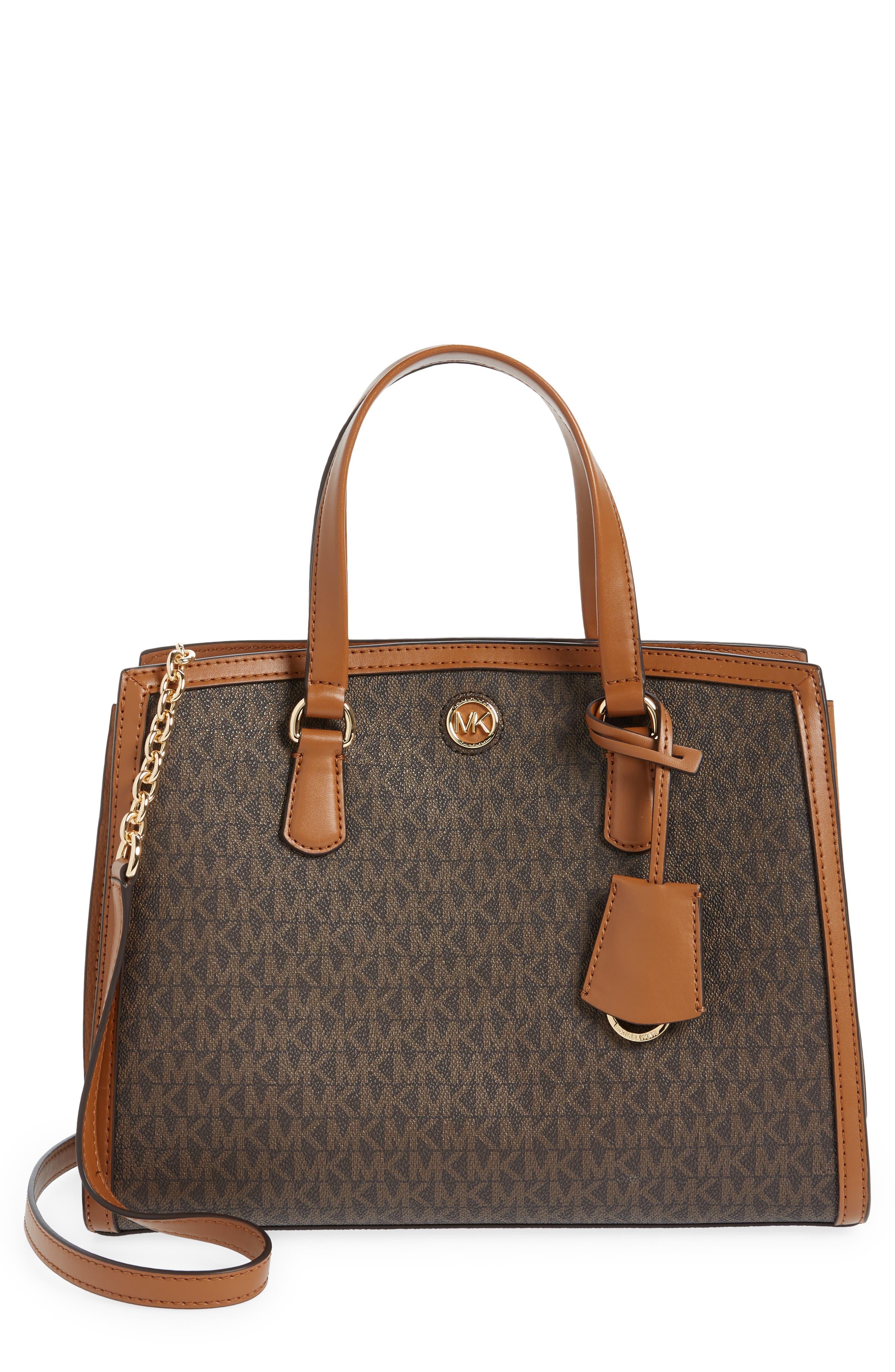 MICHAEL Michael Kors Chantal Medium Satchel in Brown Lyst
