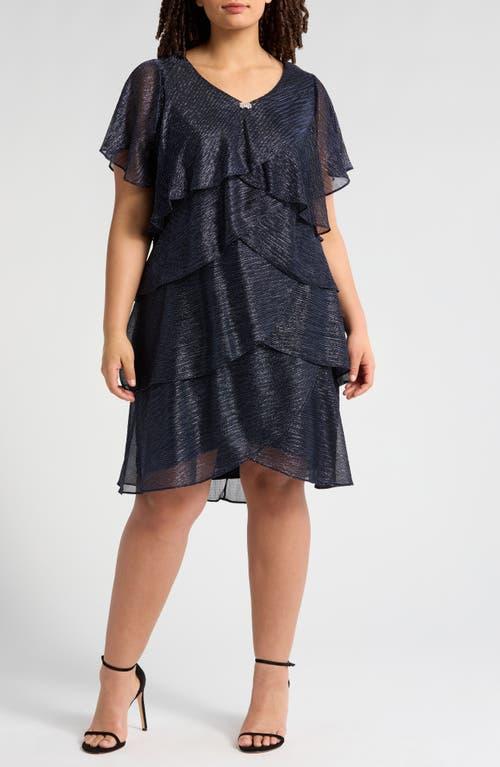 Ruffled Dress Slny Website $130 Slny Fashions Women's Blue Sheer