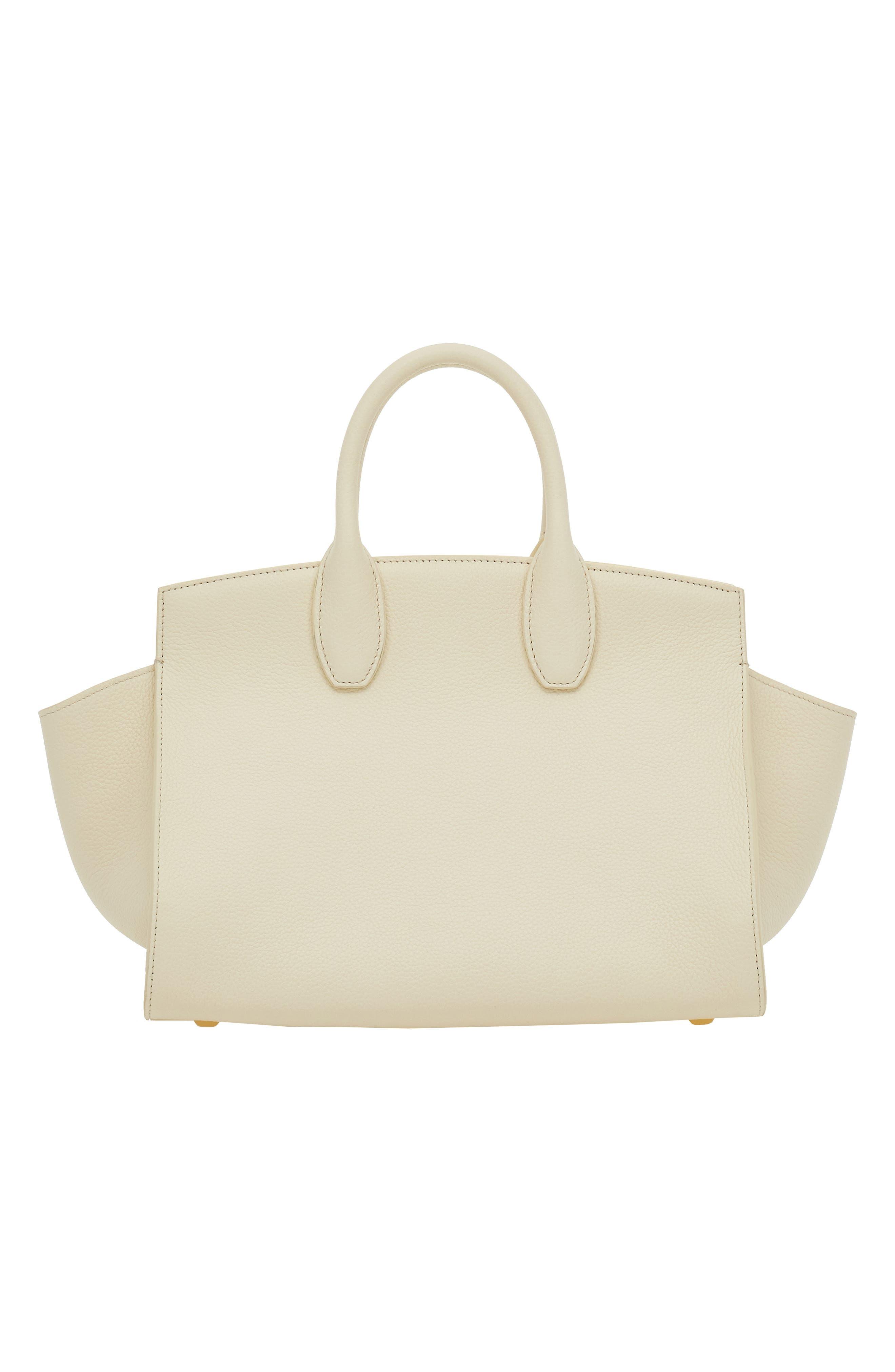Ferragamo The Small Studio Soft Leather Top Handle Bag in Natural