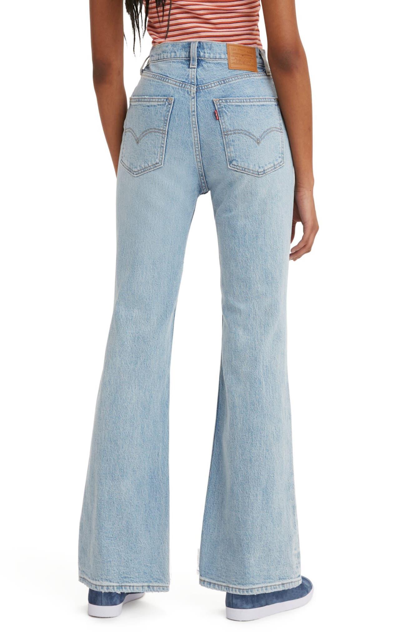 Levi's Ripped High Waist Flare Jeans in Blue | Lyst