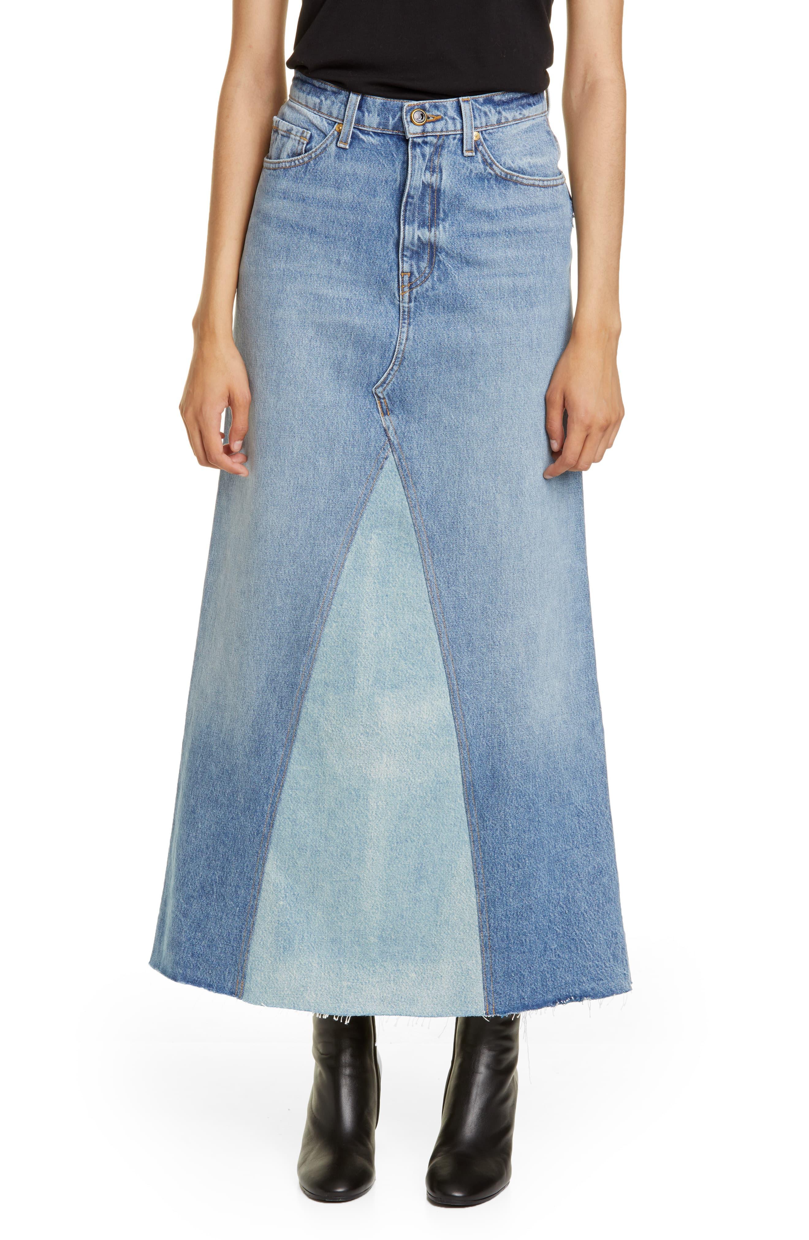 Khaite Magdalena Two-tone Denim Skirt in Blue - Save 54% - Lyst