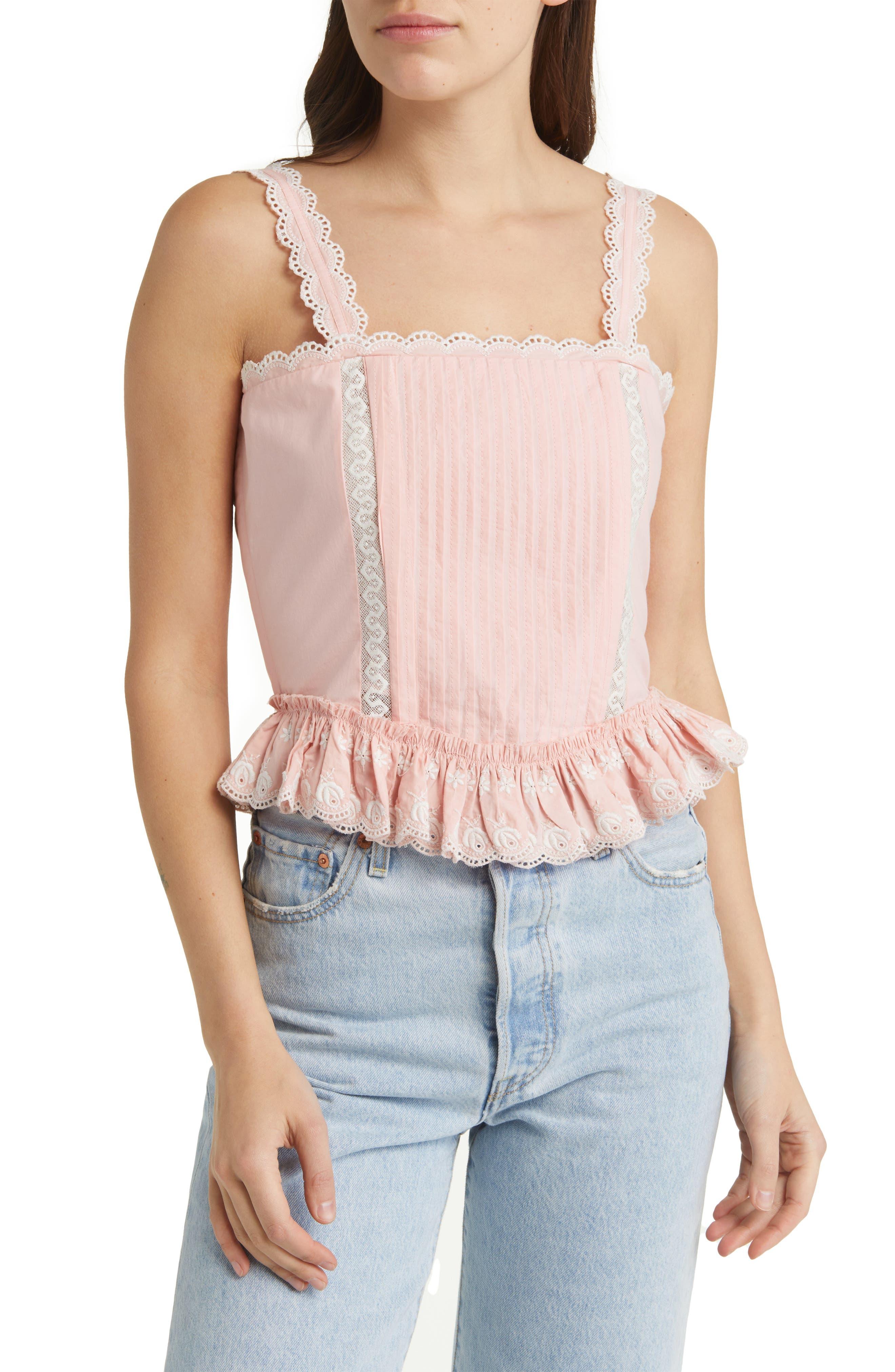 LoveShackFancy Skipper Lace Ruffle Tank in Blue Lyst