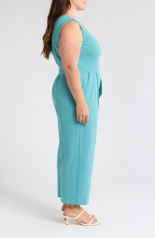 Tahari Side Tie Scuba Crepe Jumpsuit in Blue Lyst