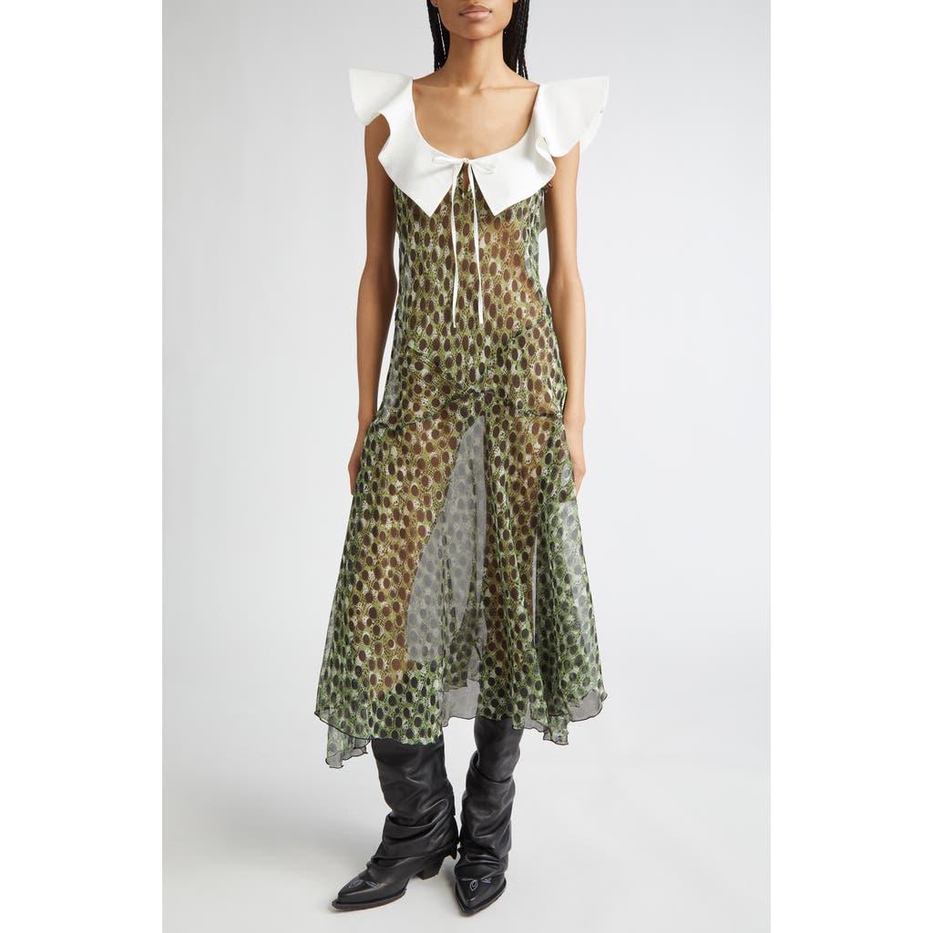 Siedres Caenes Polka Dot Georgette Midi Dress in Green | Lyst Siedres Caenes Polka Dot Georgette Midi Dress in Green | Lyst