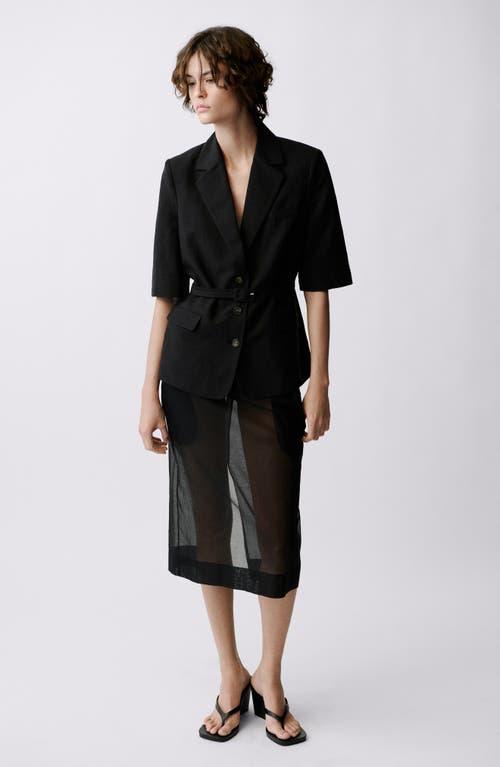 Mango Argelia Short Sleeve Belted Blazer in Black Lyst