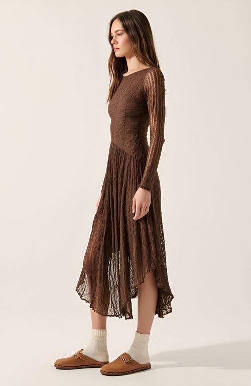 Modenaire Mixed-Lace Paneled Boat-Neck Drop-Waist Midi Dress in Natural |  Lyst