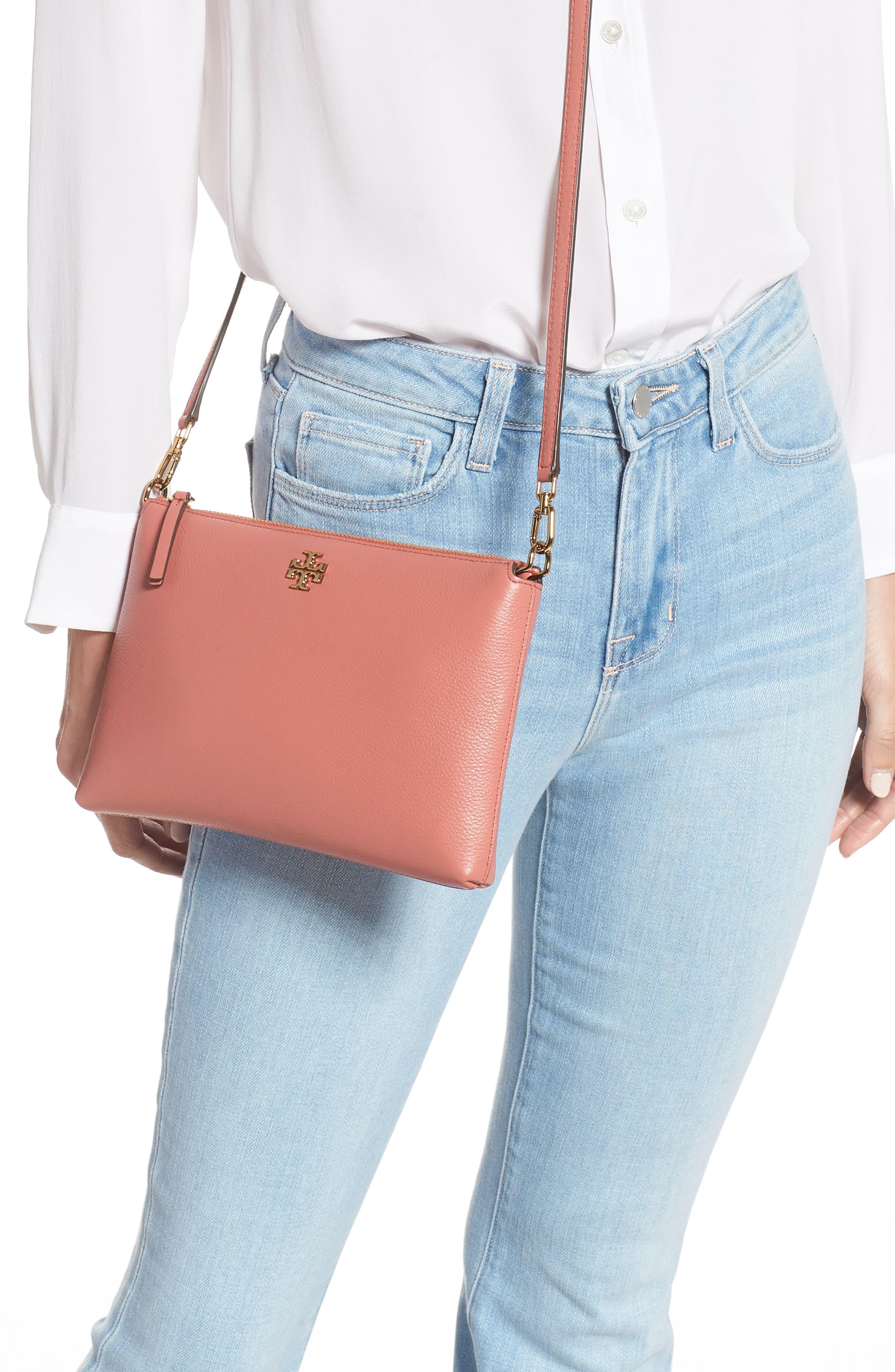 Tory Burch Kira Pebbled Leather Wallet Crossbody Bag in Pink | Lyst