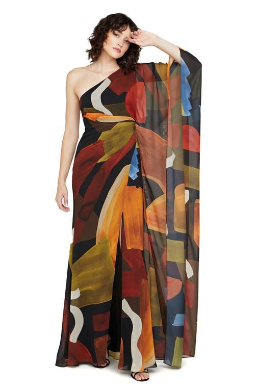 Halston Nusi Chiffon One-Shoulder Maxi Dress in Orange | Lyst