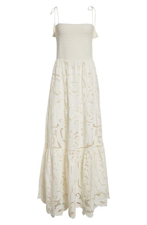 Alice + Olivia Marina Mixed Media Tiered Cotton & Linen Maxi Dress in White  | Lyst