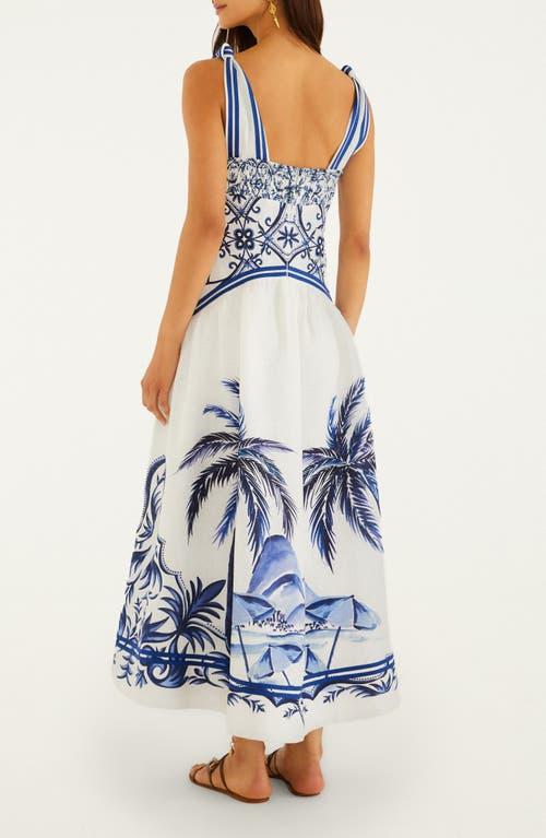 sachin and babi light blue dress Farm Rio Tropical Tapestry Halter Linen Maxi Sundress in Off-White at Nordstrom, Size Medium