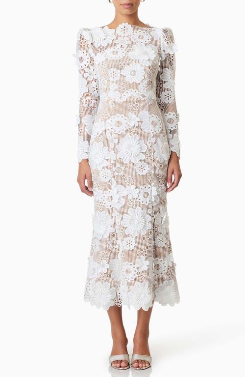 Elliatt Autumn Floral Lace Long Sleeve Cocktail Dress in White | Lyst