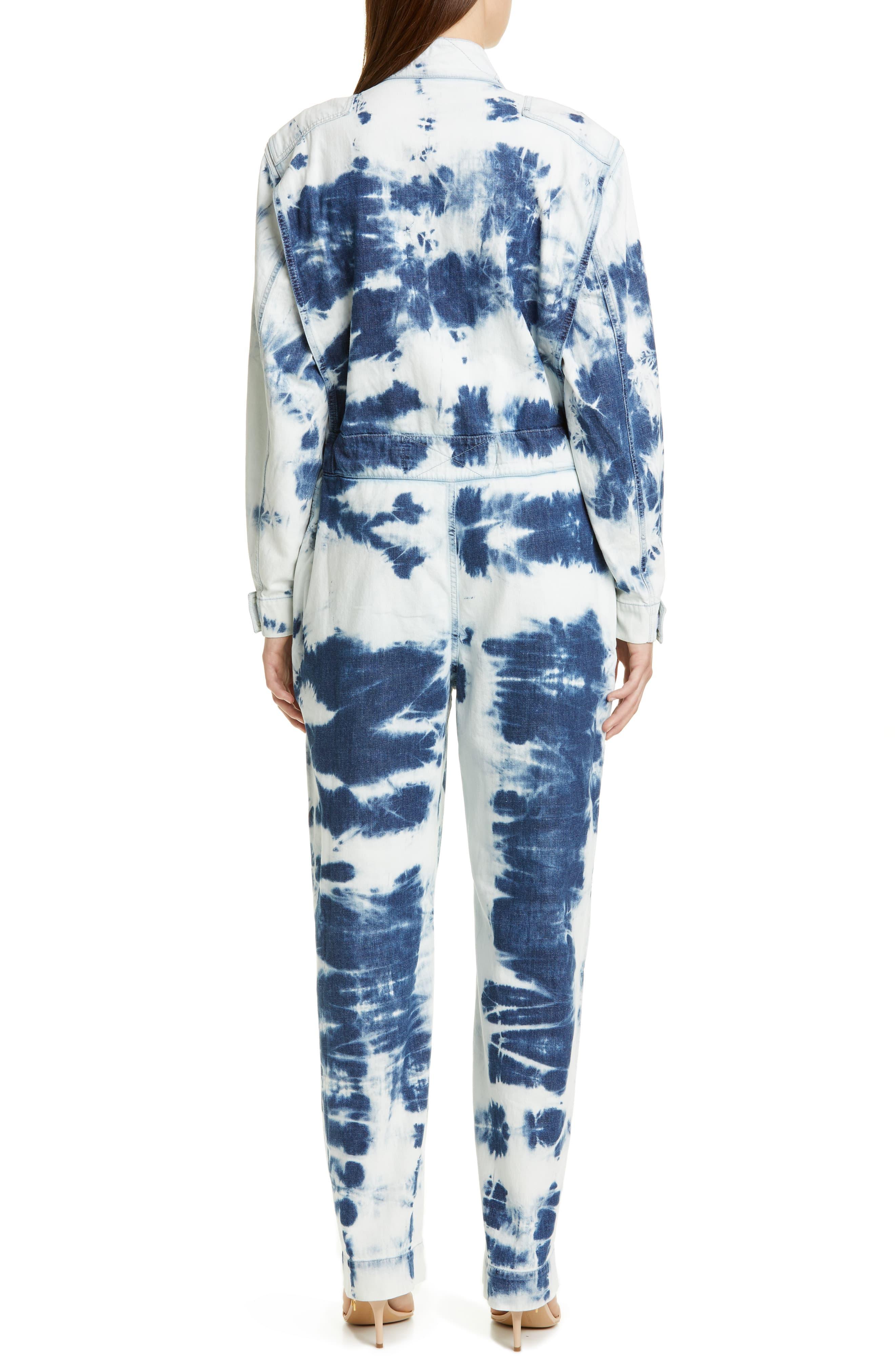 tie dye denim jumpsuit