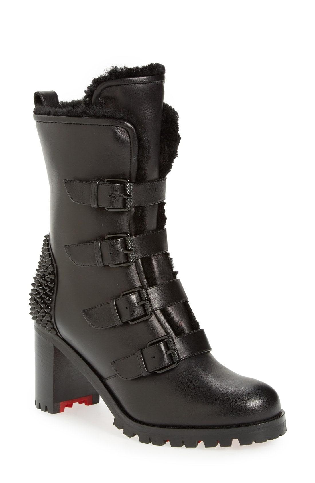 Christian Louboutin Glorymount Studded Leather Boots in Black - Lyst