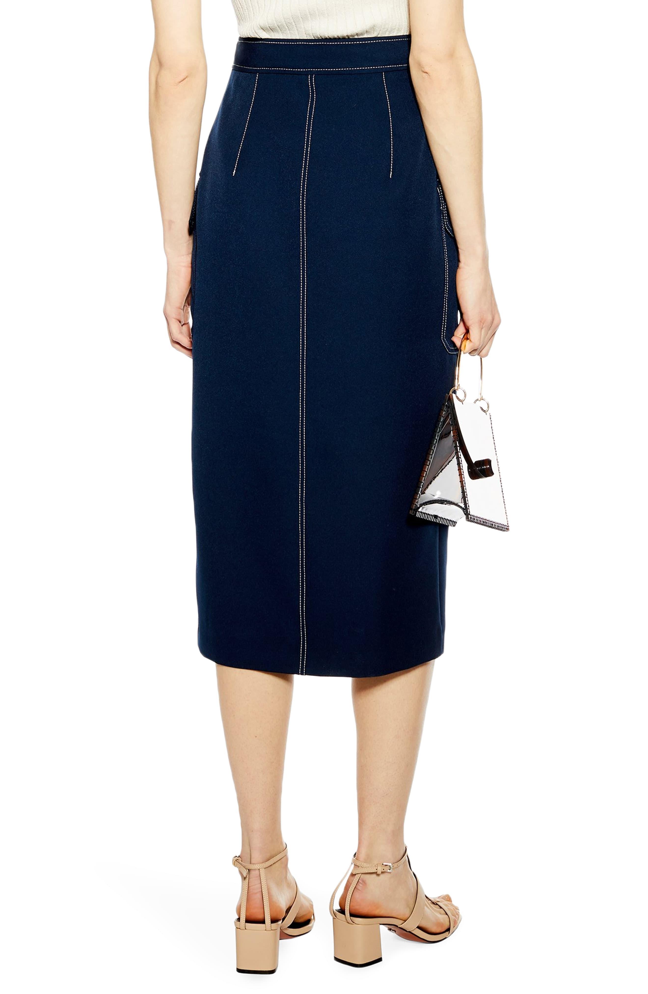 topshop side split denim midi skirt