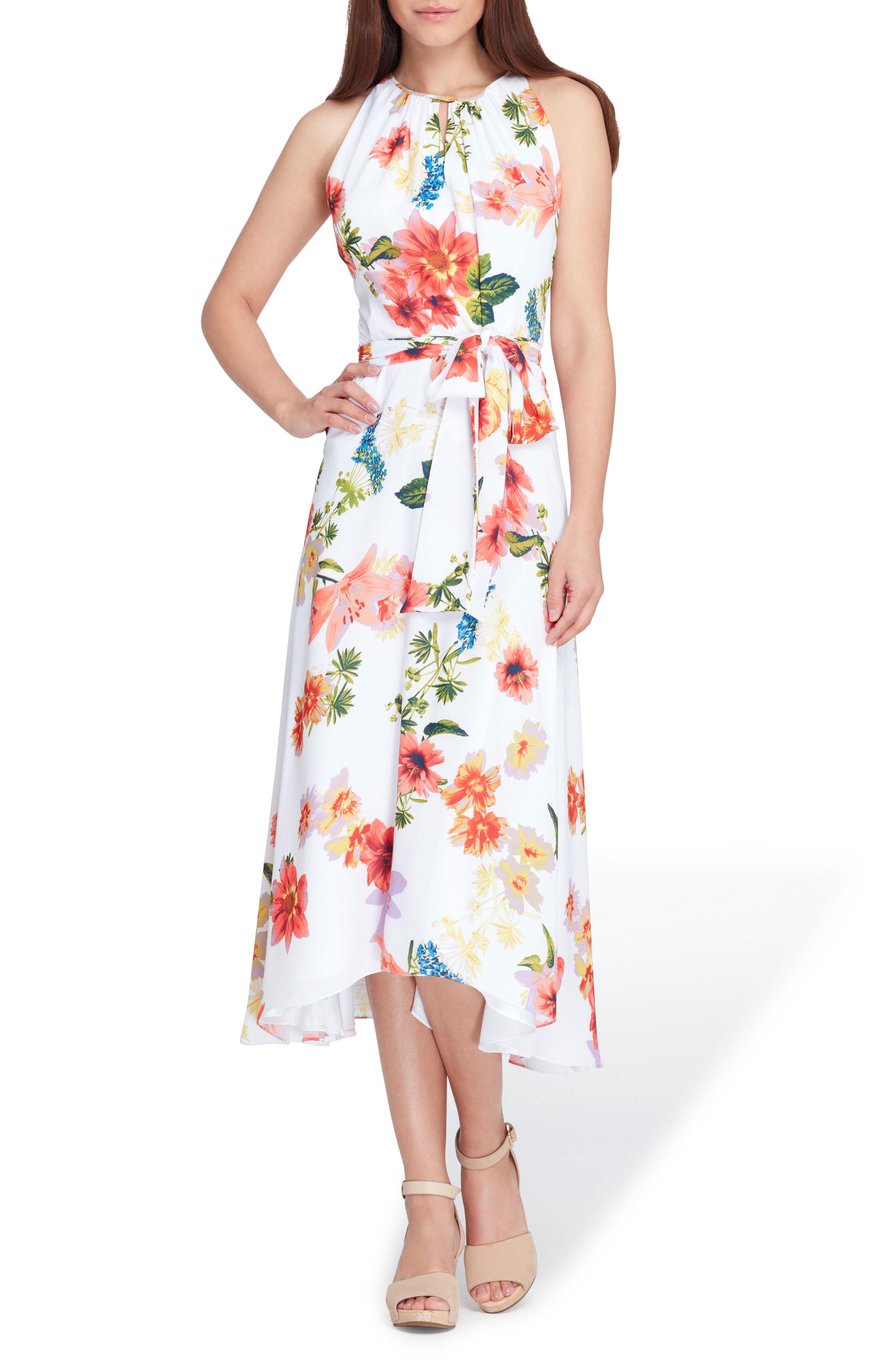 Tahari Sleeveless Floral Chiffon Midi Dress Lyst