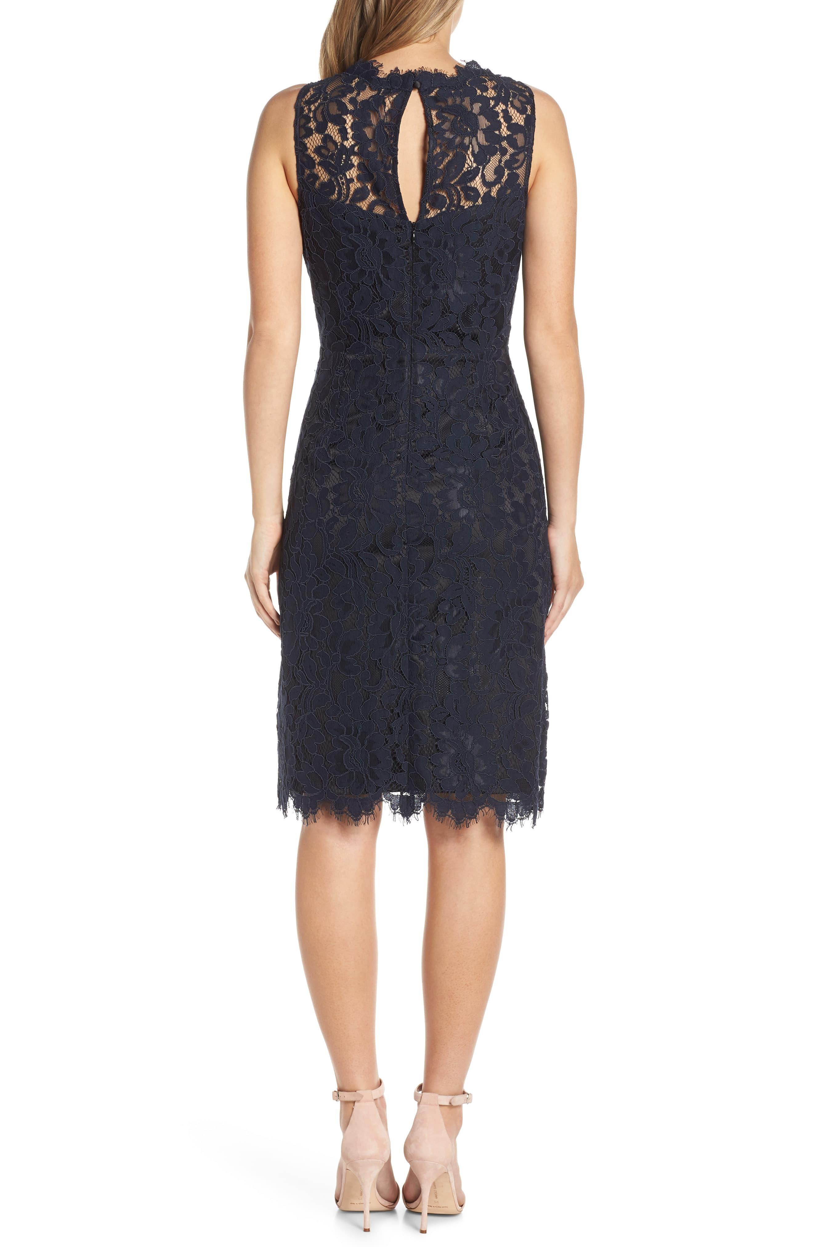 eliza j high neck lace sheath dress