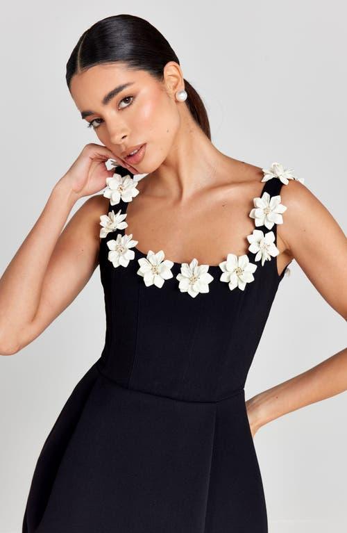 amazon black dress socks Black Sleeveless Mini Dress with 3D Floral Skirt main image 1